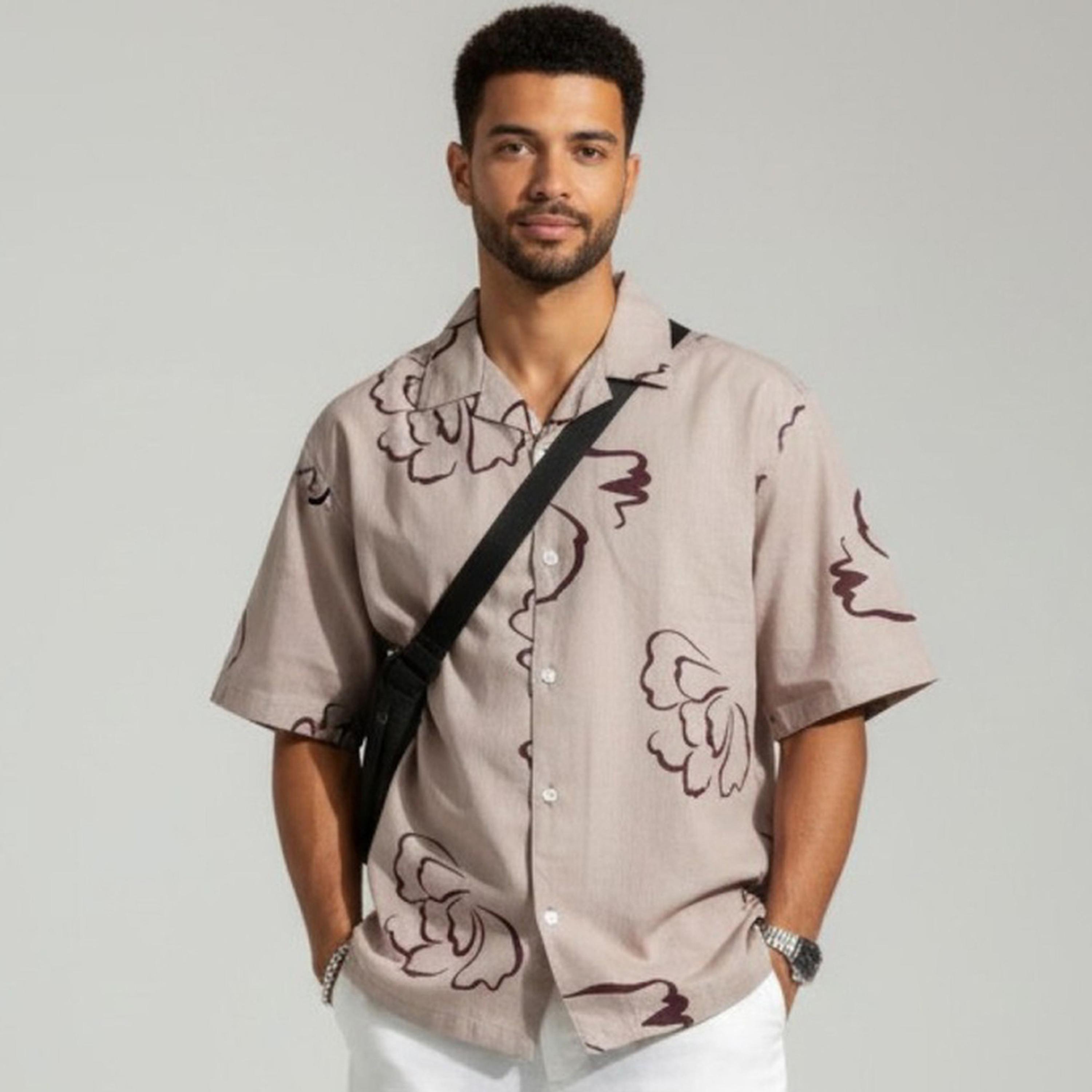ترولوم & × ستايلي - قميص رجالي كلاسيكي كاجوال مطبوع عليه زهور-men-clothing-shirts-image-1