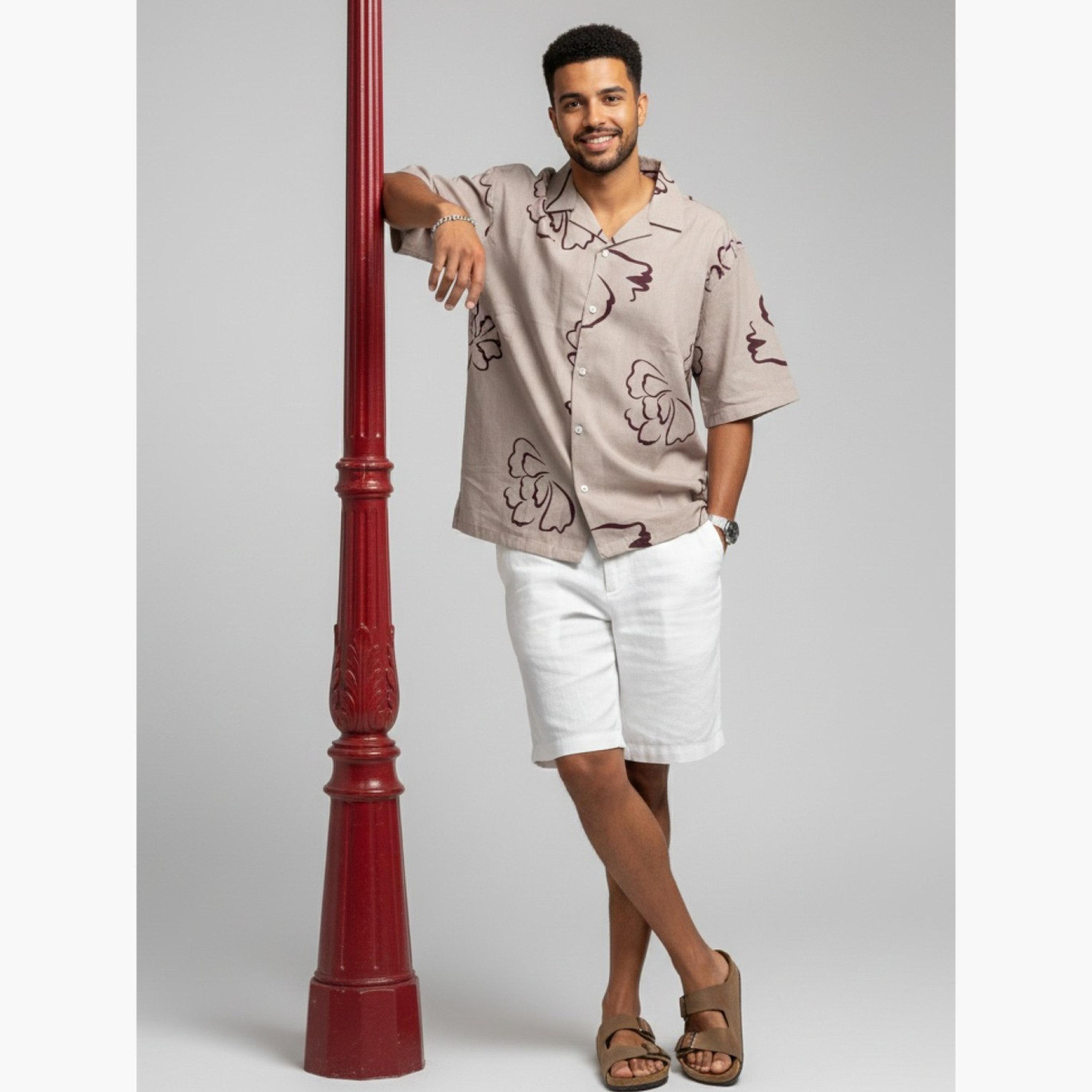 ترولوم & × ستايلي - قميص رجالي كلاسيكي كاجوال مطبوع عليه زهور-men-clothing-shirts-image-2