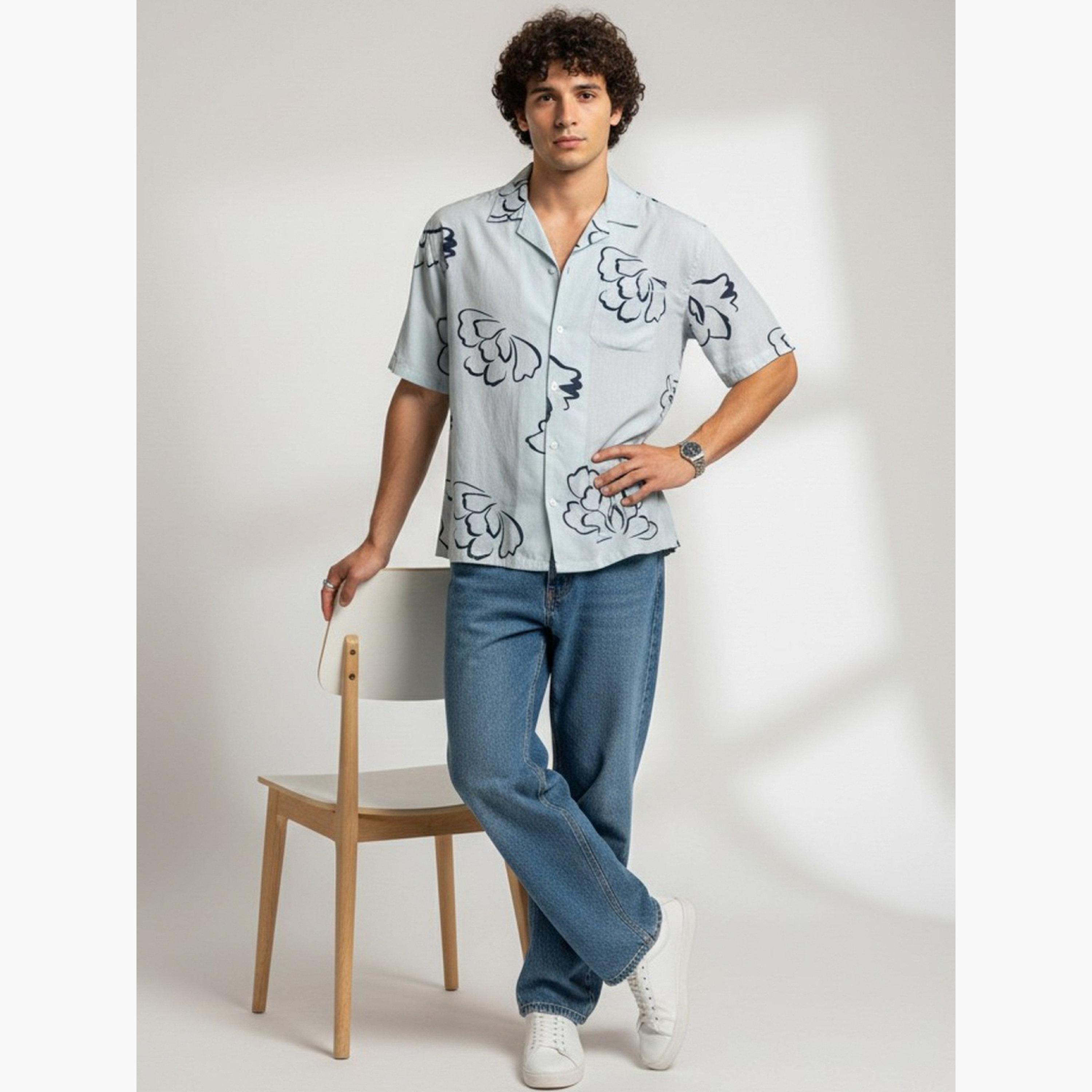 ترولوم & × ستايلي - قميص رجالي كلاسيكي كاجوال مطبوع عليه زهور-men-clothing-shirts-image-3