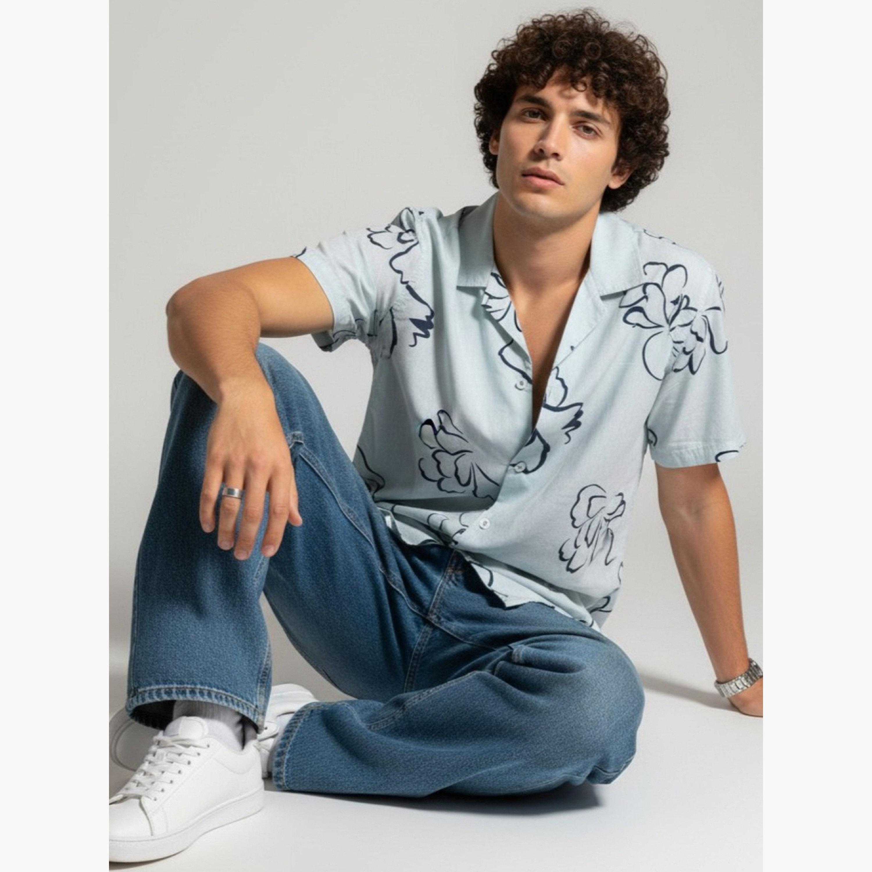 ترولوم & × ستايلي - قميص رجالي كلاسيكي كاجوال مطبوع عليه زهور-men-clothing-shirts-image-5