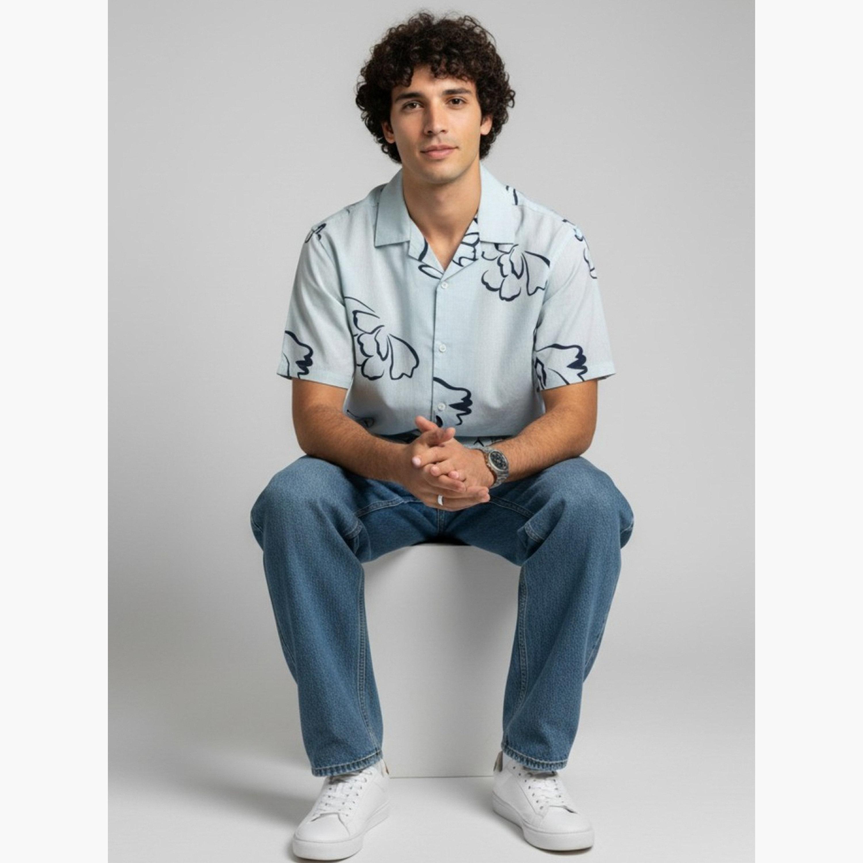 ترولوم & × ستايلي - قميص رجالي كلاسيكي كاجوال مطبوع عليه زهور-men-clothing-shirts-image-6