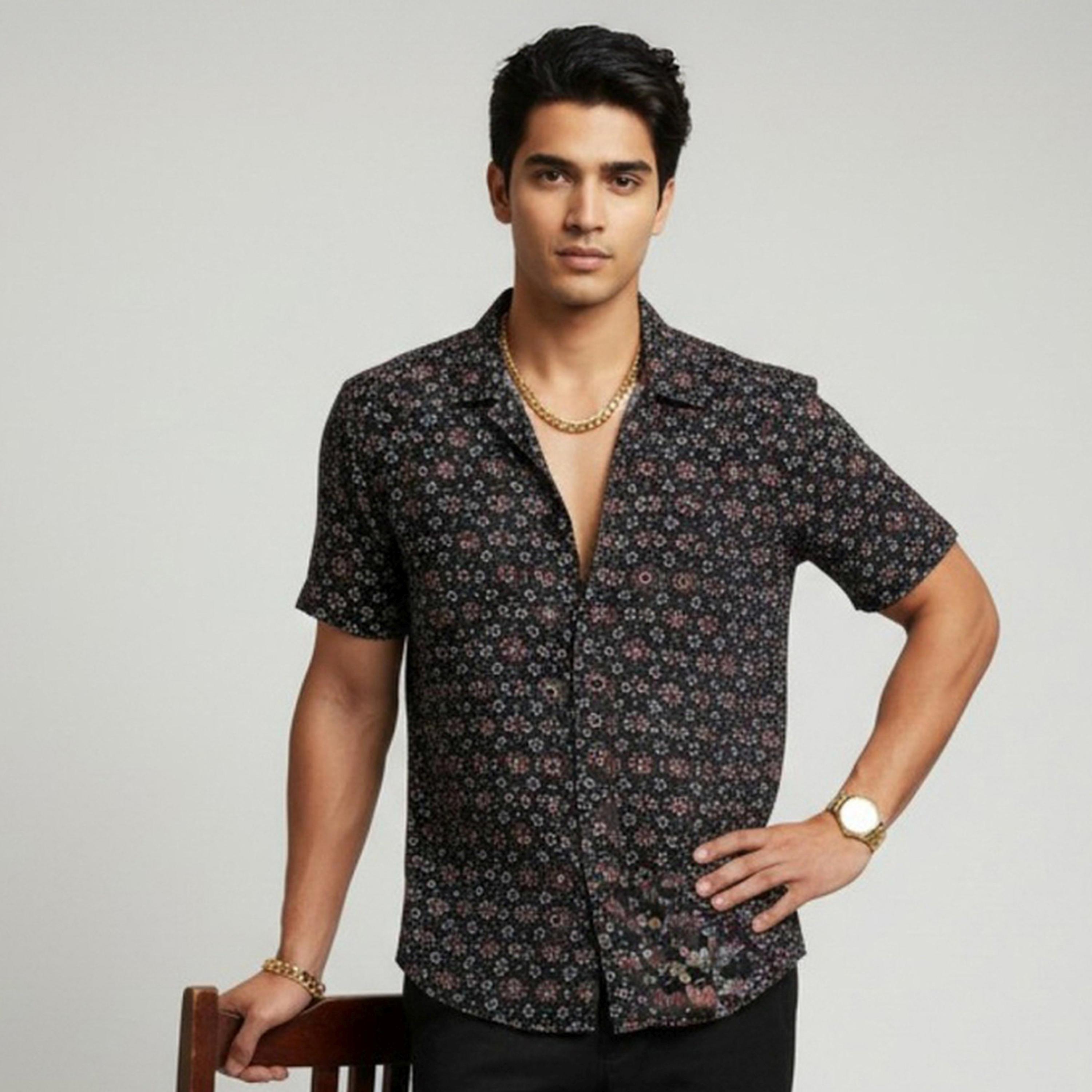 ترولوم & × ستايلي - قميص رجالي كلاسيكي كاجوال مطبوع عليه زهور-men-clothing-shirts-image-1