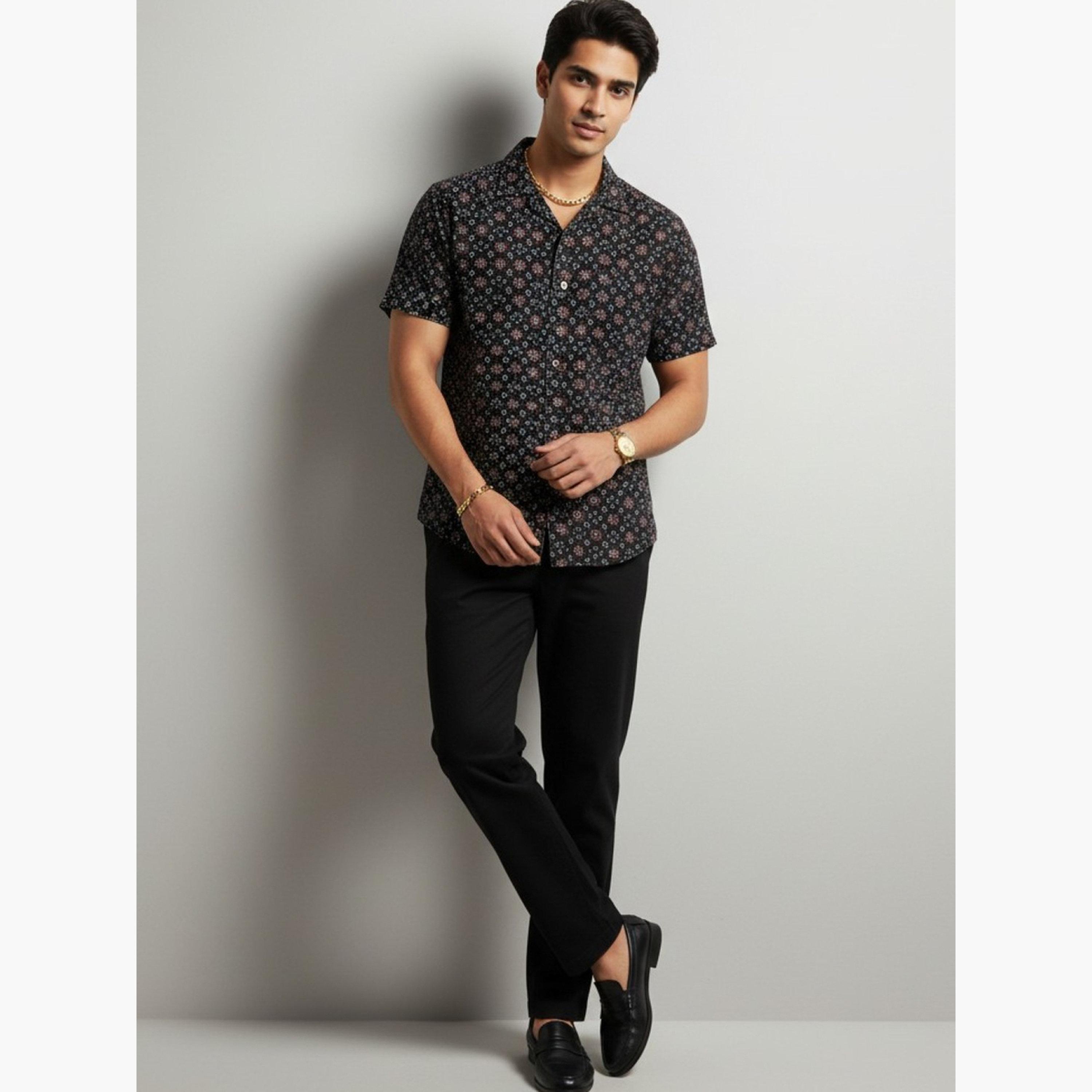 ترولوم & × ستايلي - قميص رجالي كلاسيكي كاجوال مطبوع عليه زهور-men-clothing-shirts-image-2