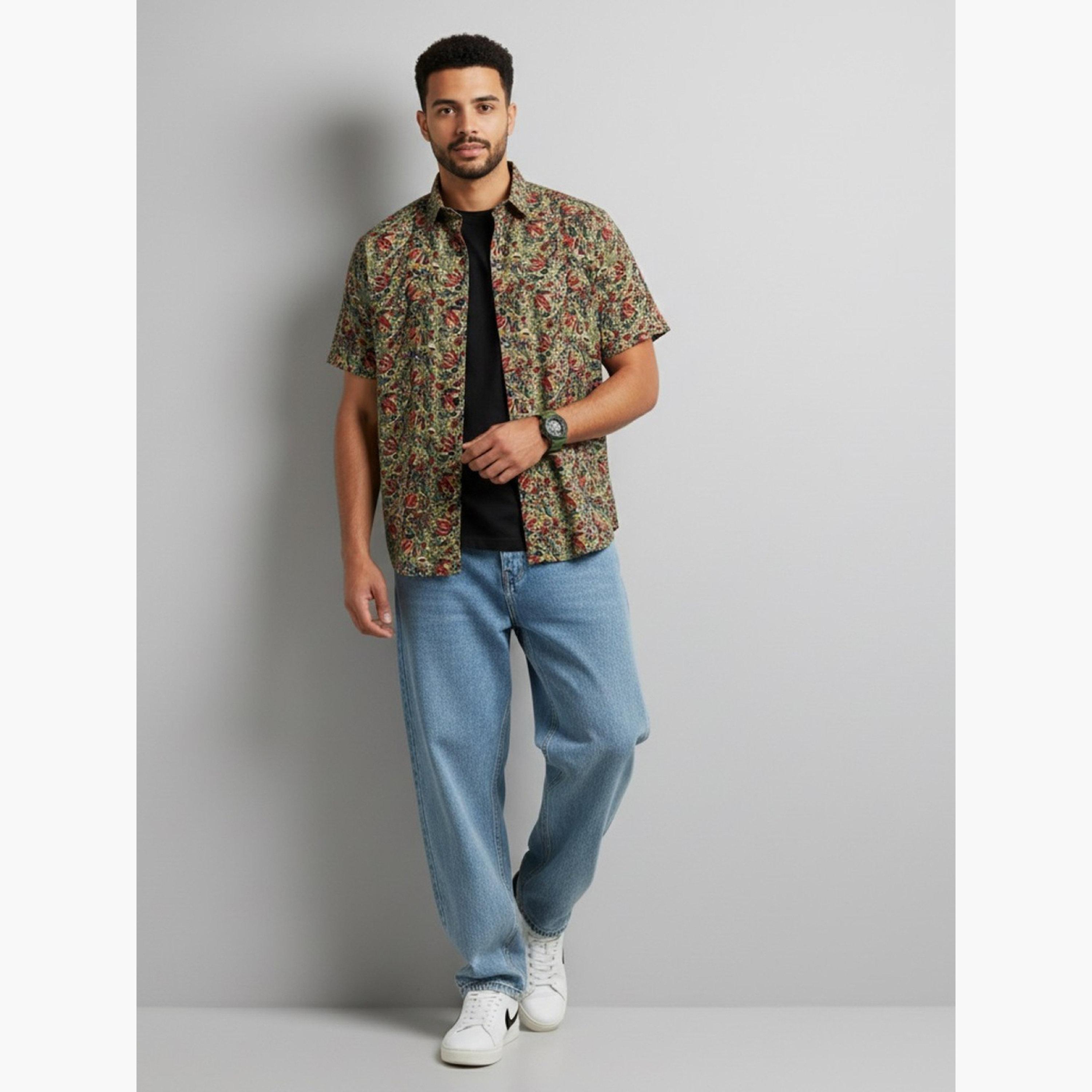 TRULOOM & X Styli Men Green Graphic Print Casual Shirt-men-clothing-shirts-image-2