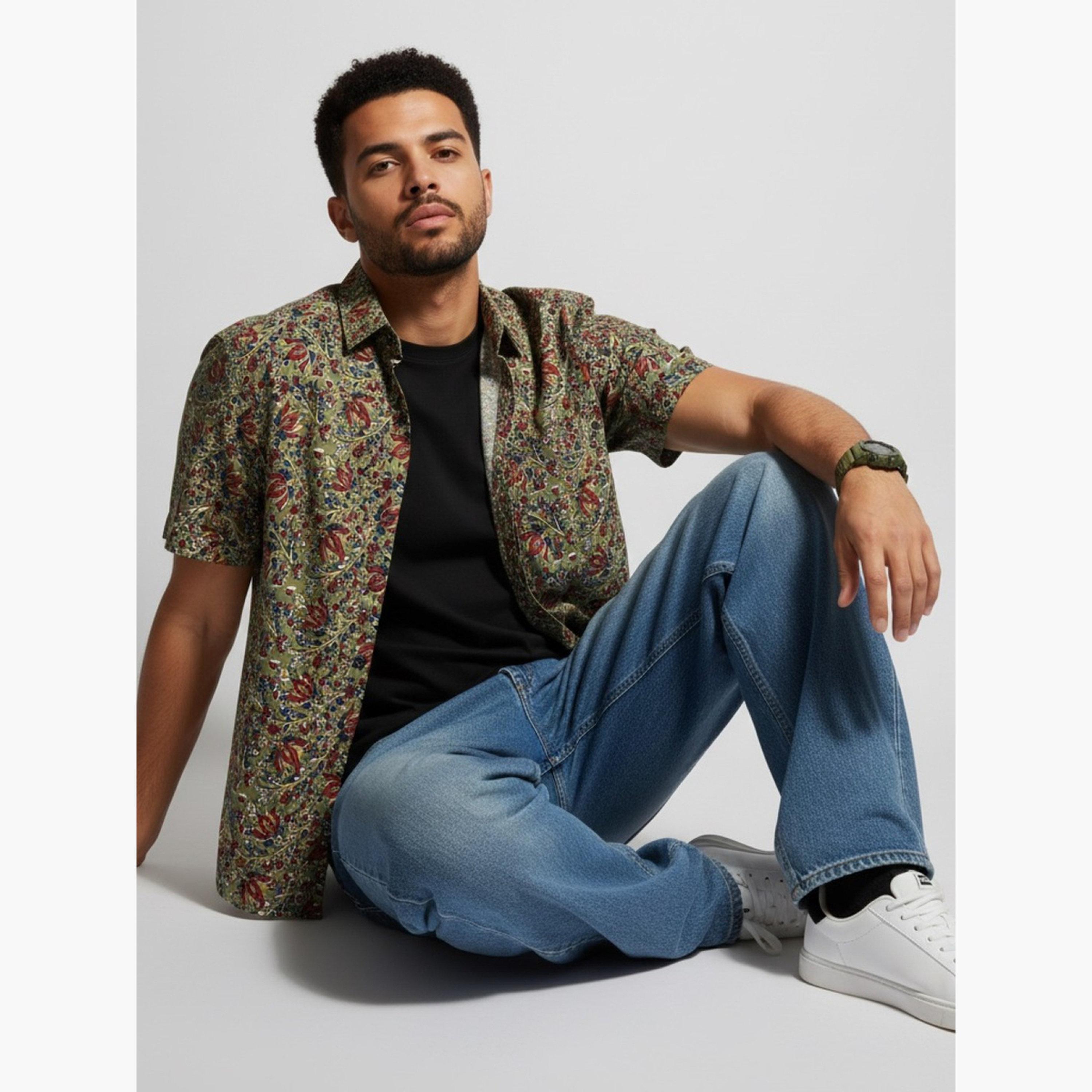 TRULOOM & X Styli Men Green Graphic Print Casual Shirt-men-clothing-shirts-image-3