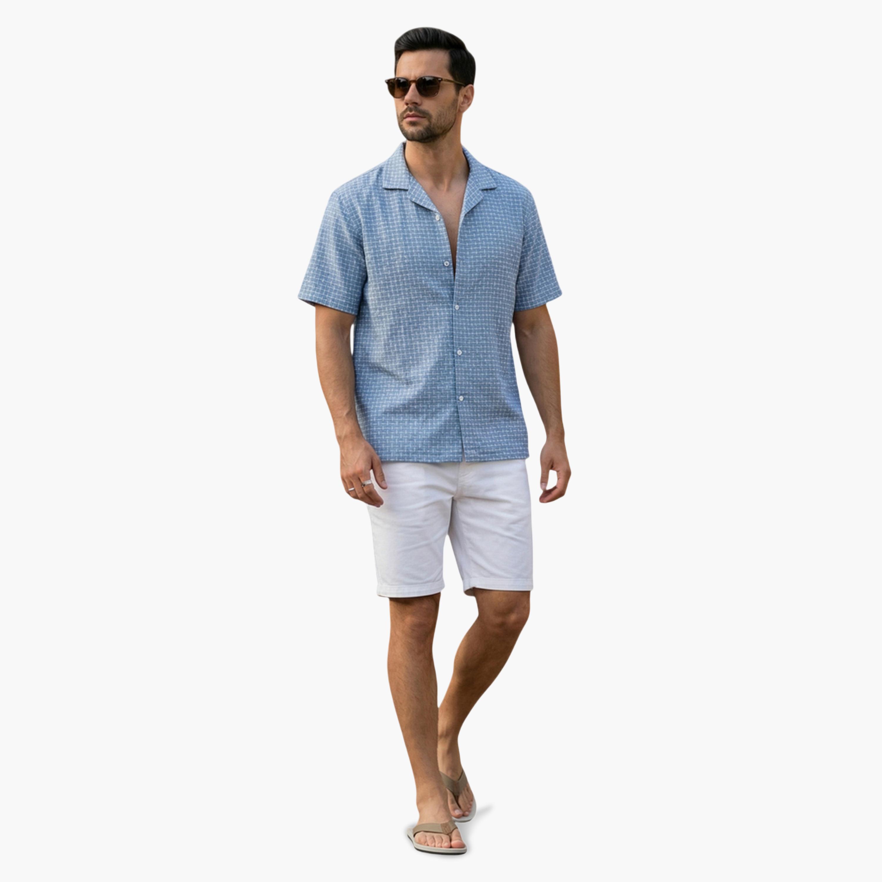 قميص كاجوال بنمط مربعات وقصة مريحة للرجال-men-clothing-shirts-image-2