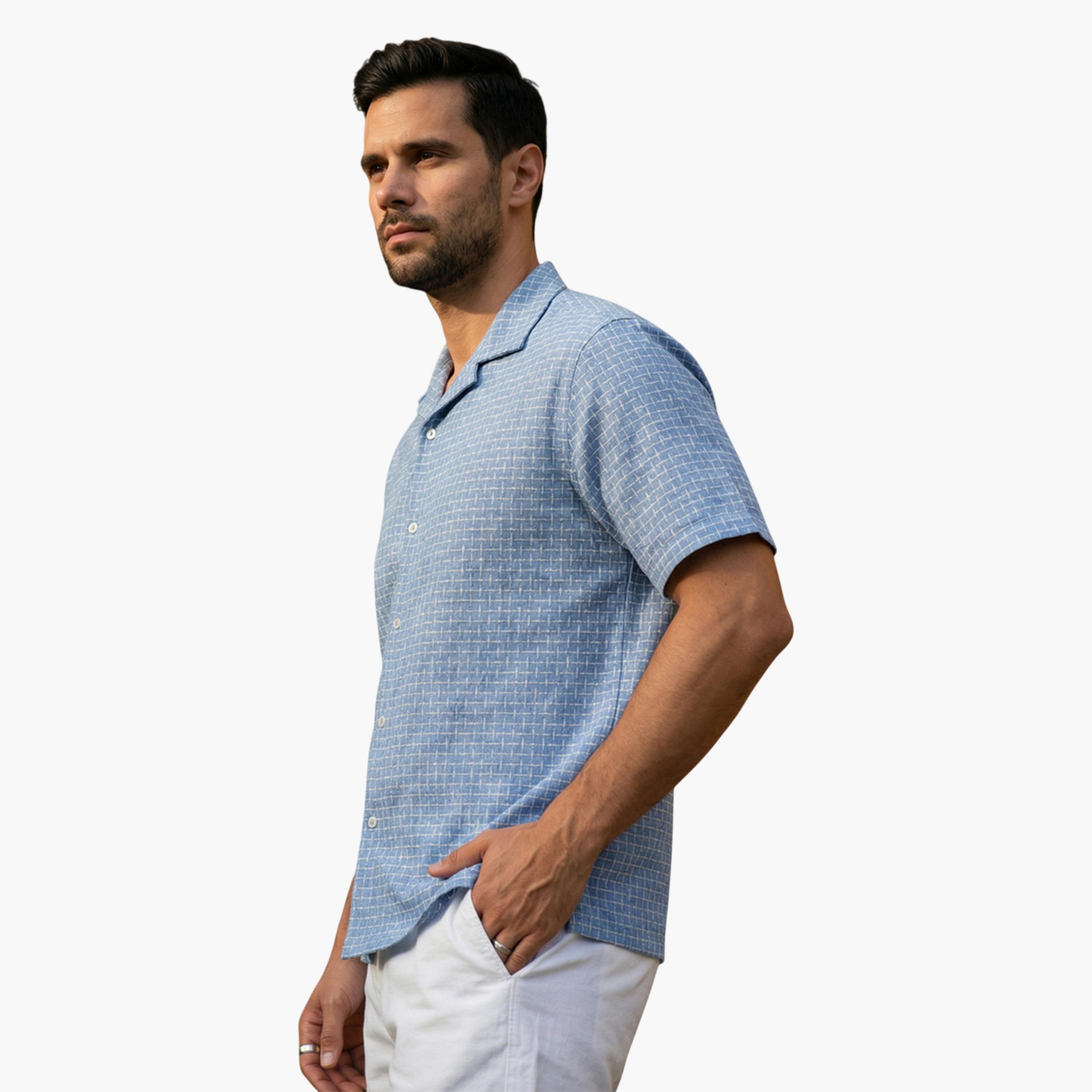 قميص كاجوال بنمط مربعات وقصة مريحة للرجال-men-clothing-shirts-image-4