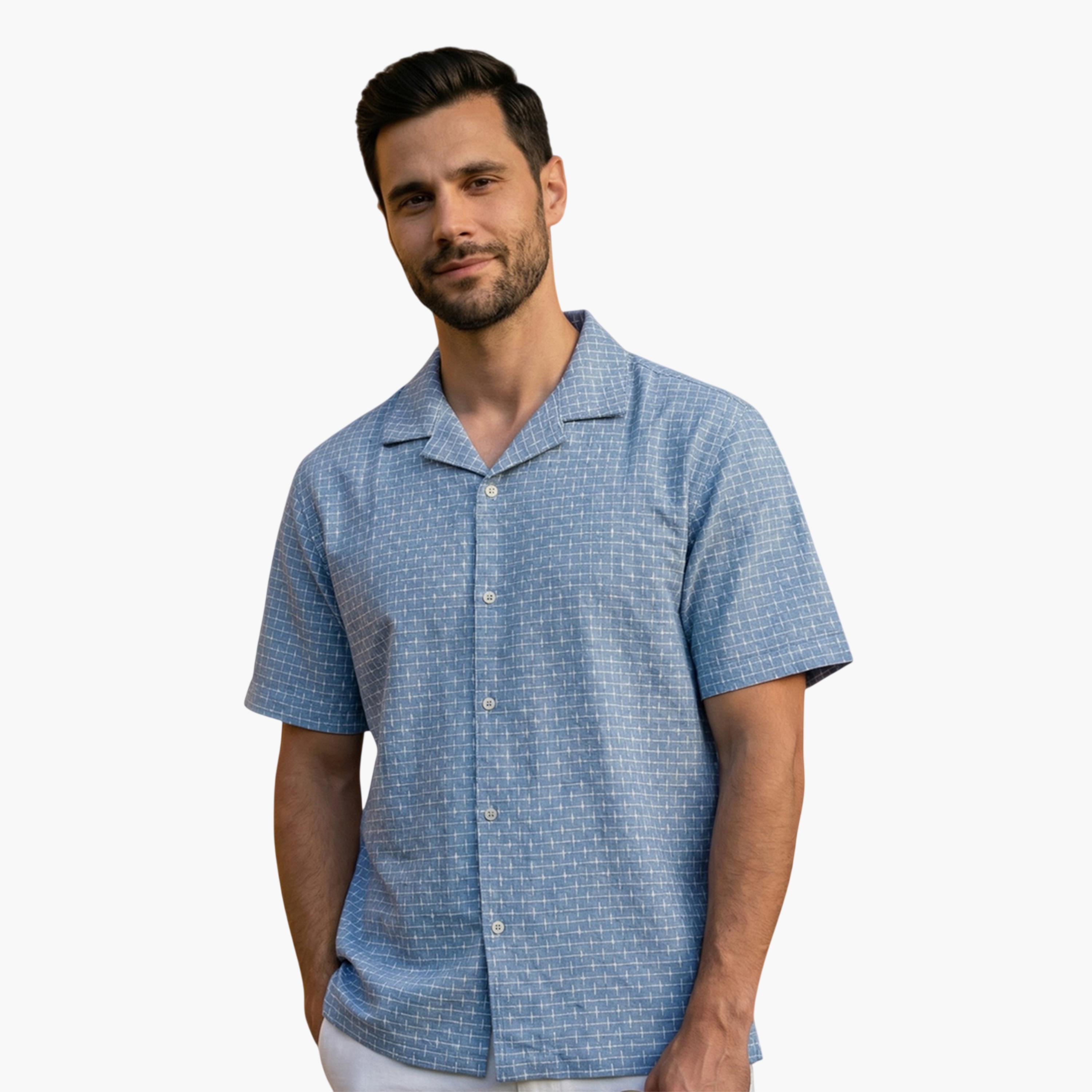 قميص كاجوال بنمط مربعات وقصة مريحة للرجال-men-clothing-shirts-image-6