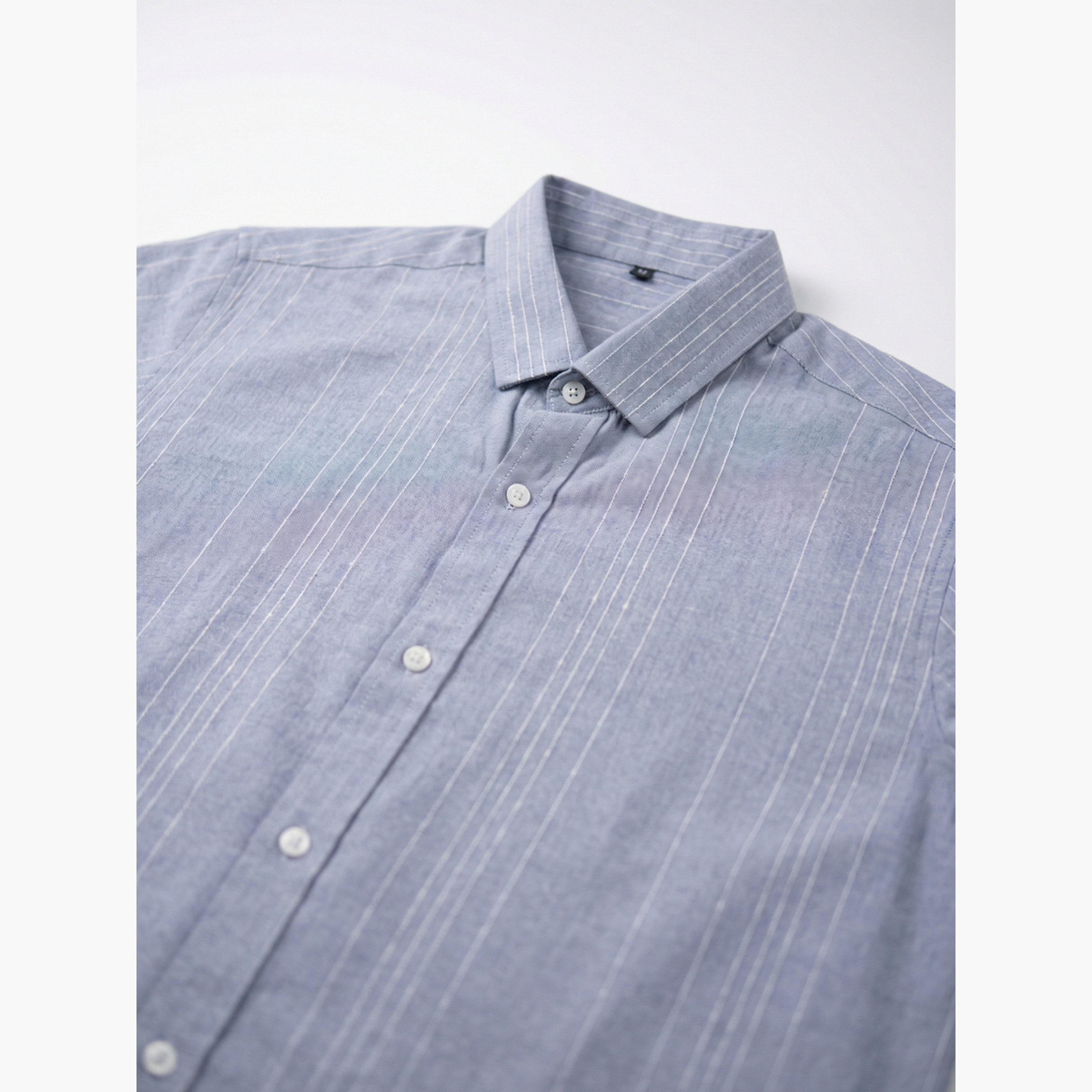 قميص كاجوال بأكمام قصيرة وقصة مريحة للرجال-men-clothing-shirts-image-5
