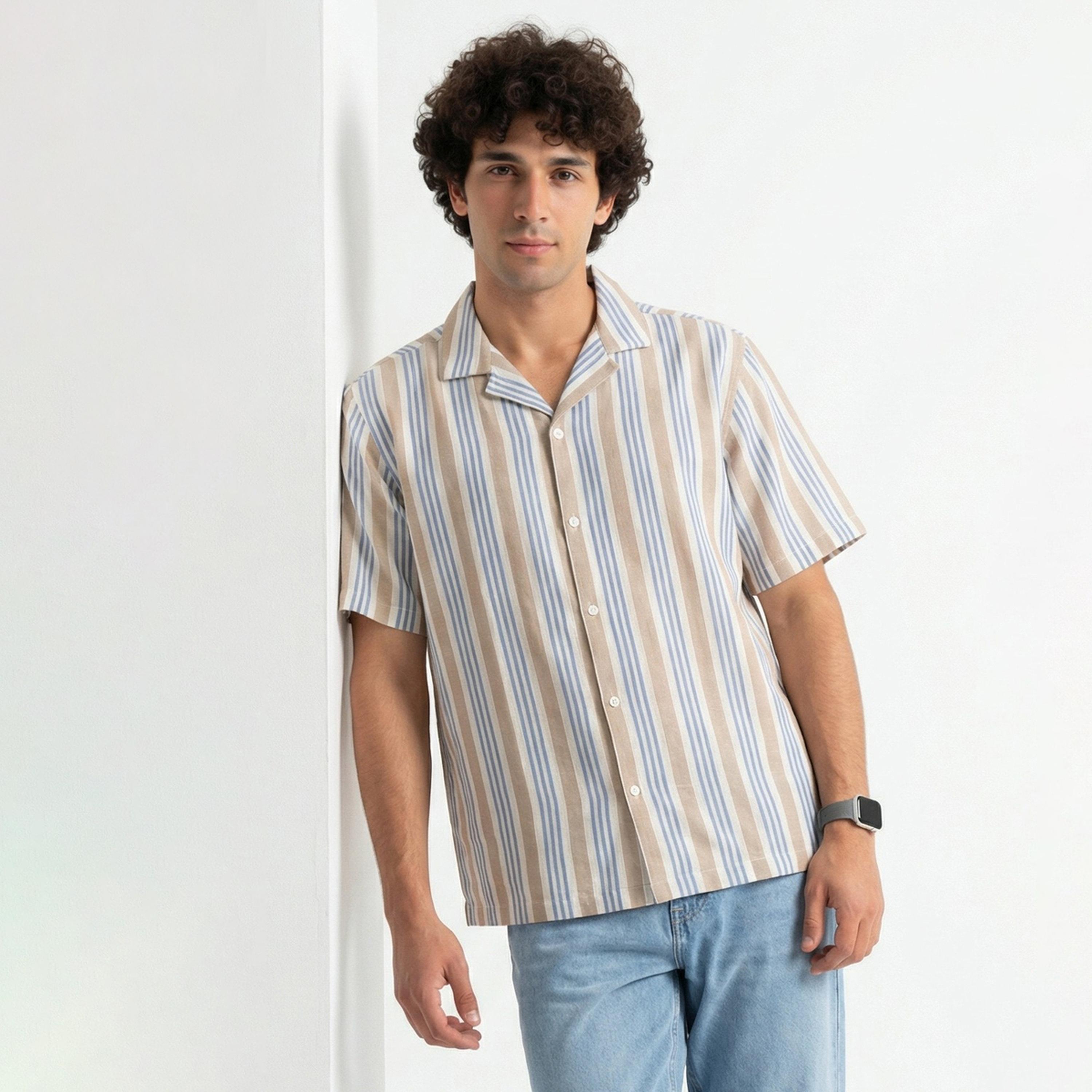 TRULOOM & X Styli Men Relaxed Striped Casual Shirt-men-clothing-shirts-image-1