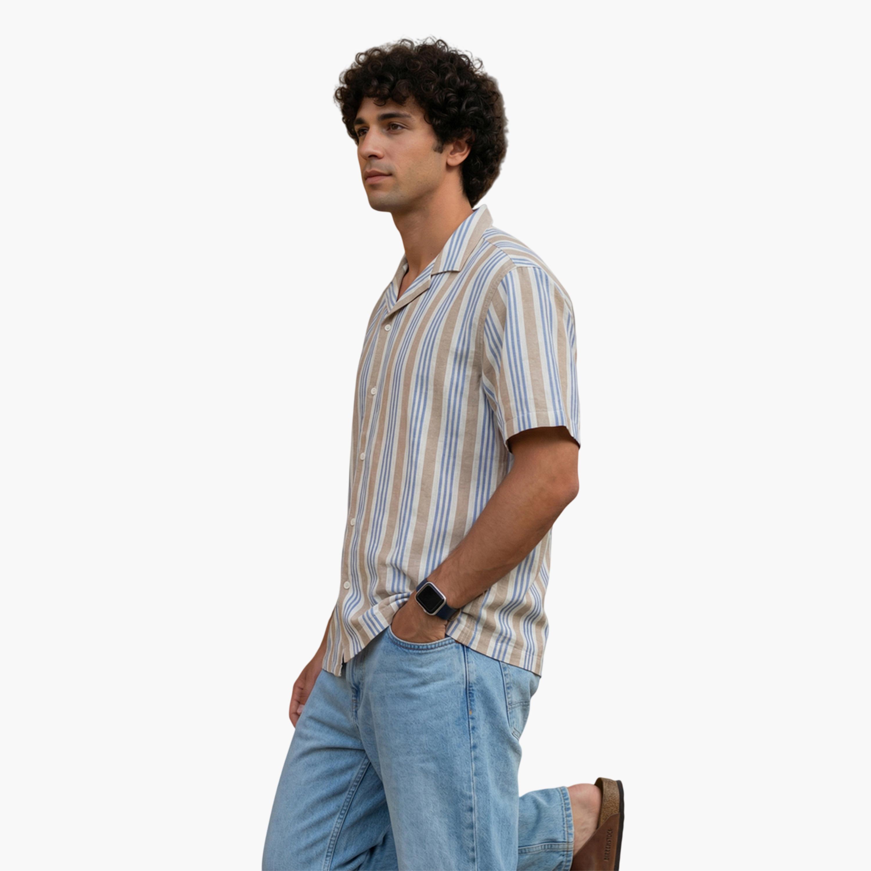 قميص كاجوال مخطط بقصة مريحة للرجال-men-clothing-shirts-image-3