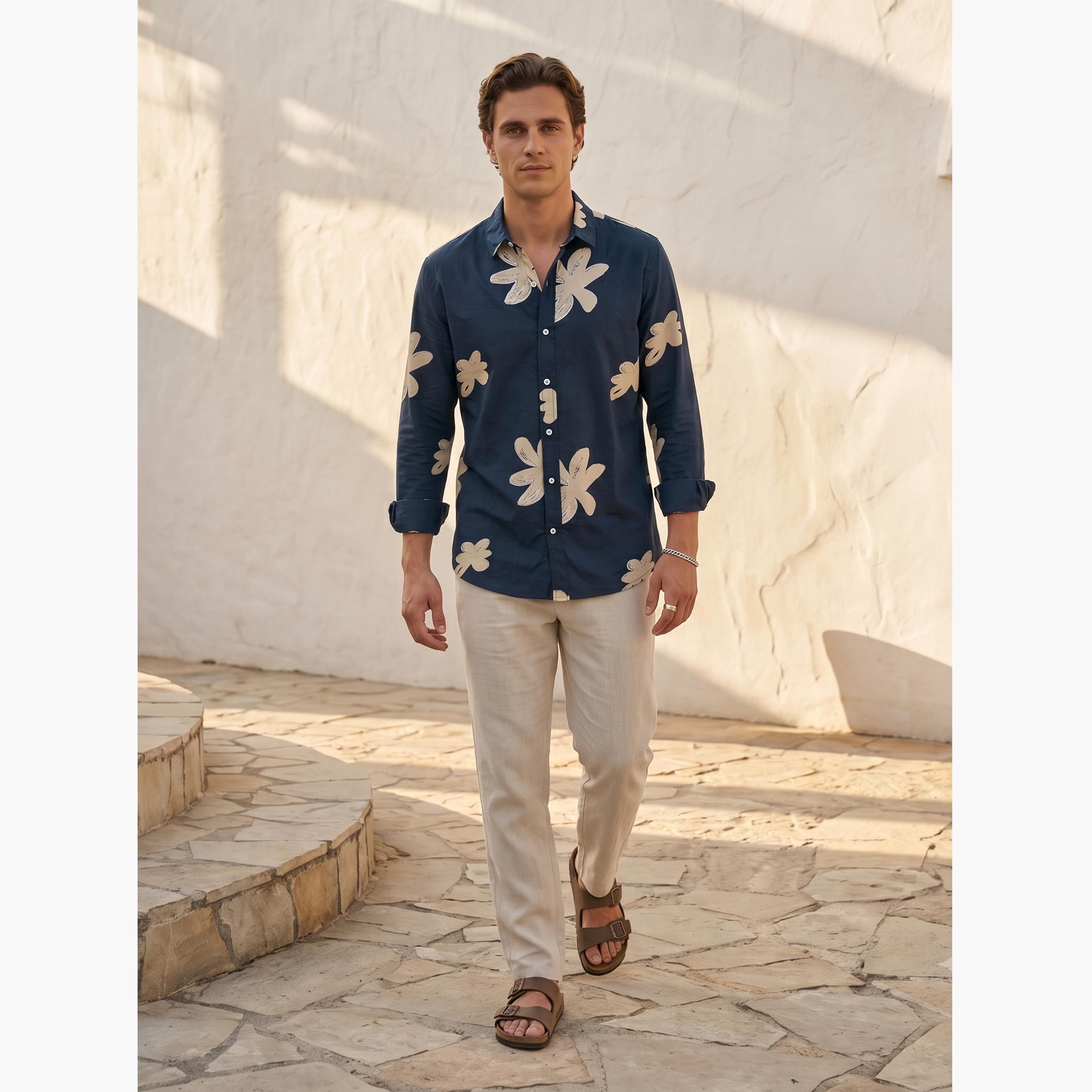 قميص كاجوال بنقشة زهور وقصة مريحة للرجال-men-clothing-shirts-image-2