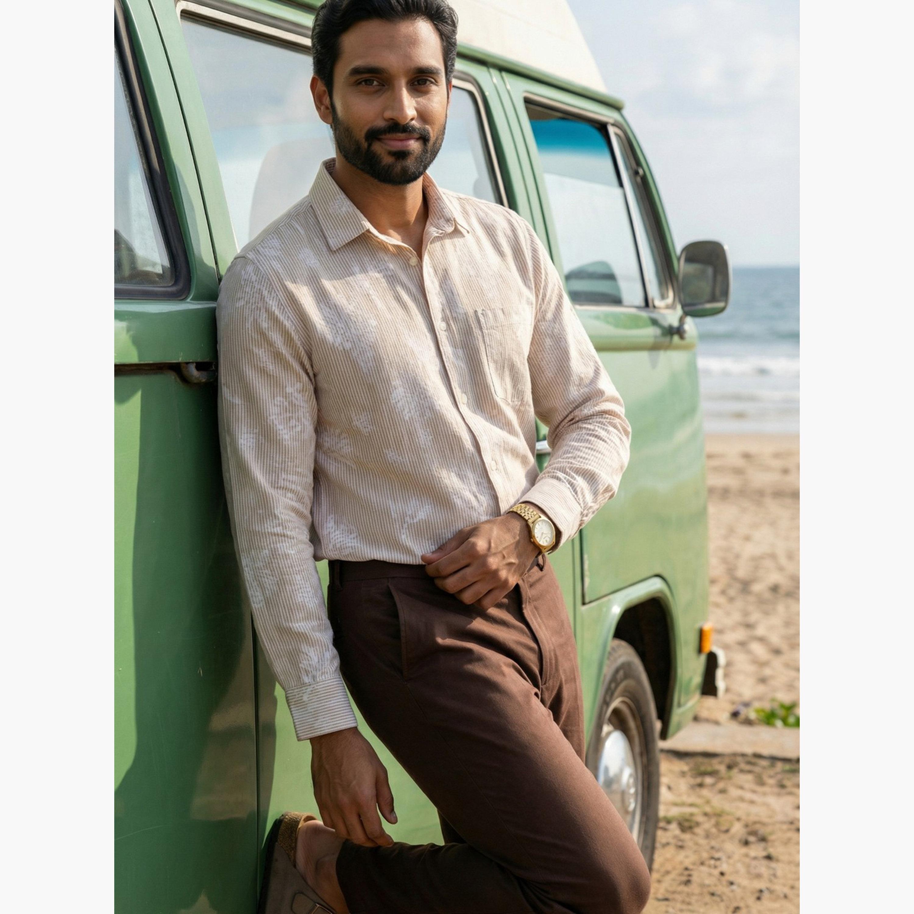 ترولوم & × ستايلي - قميص رجالي كاجوال مريح مطبوع عليه زهور-men-clothing-shirts-image-4