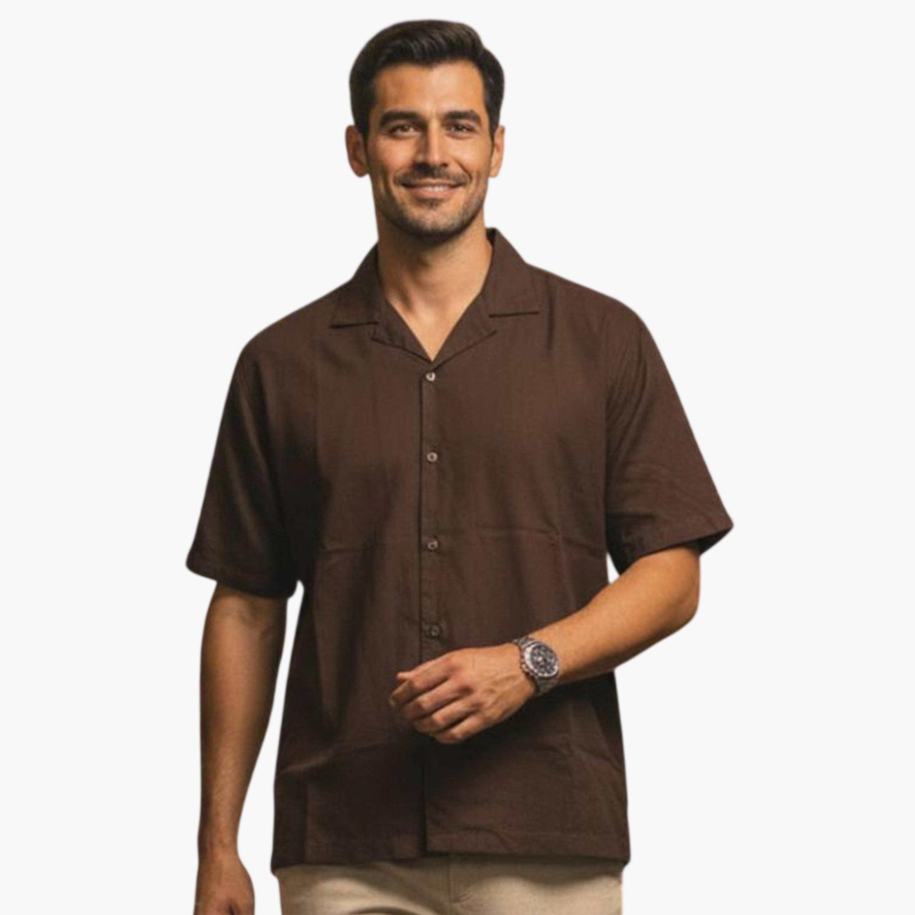 TRULOOM & X Styli Men Coffee Brown Solid Relaxed Fit Shirt-men-clothing-shirts-image-1