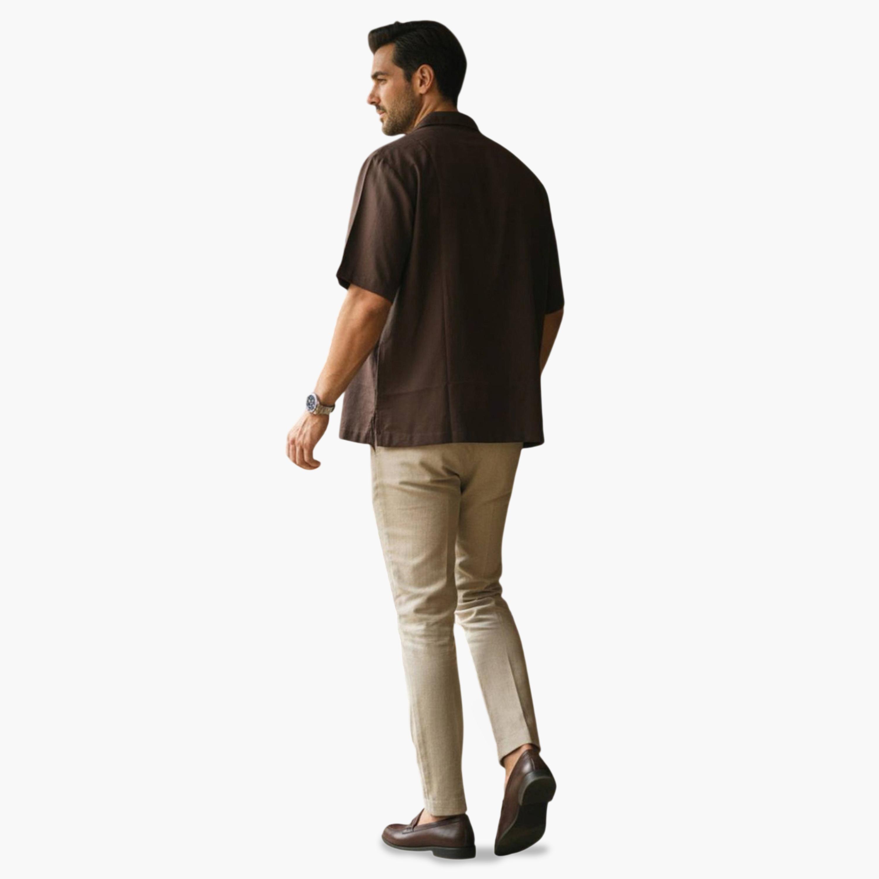 TRULOOM & X Styli Men Coffee Brown Solid Relaxed Fit Shirt-men-clothing-shirts-image-3