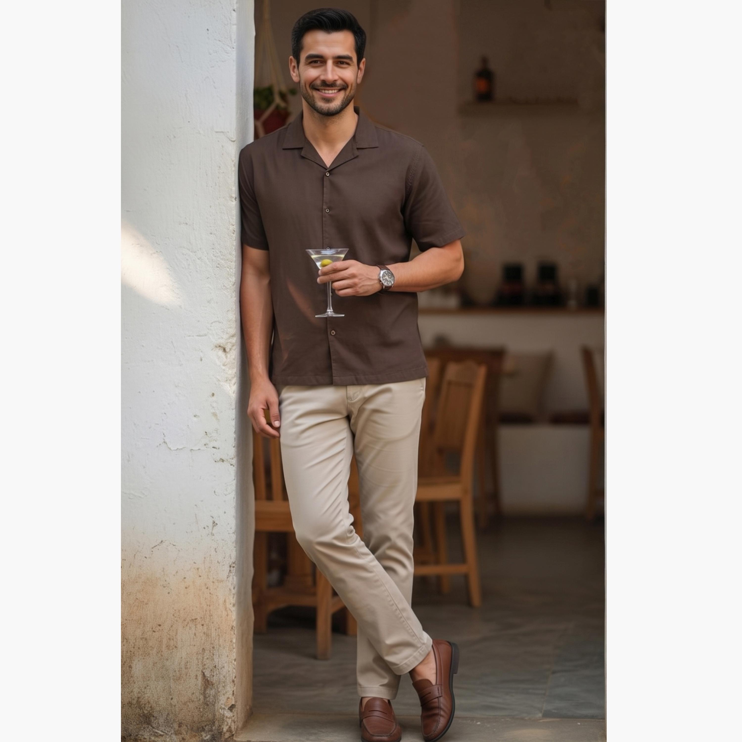TRULOOM & X Styli Men Coffee Brown Solid Relaxed Fit Shirt-men-clothing-shirts-image-4