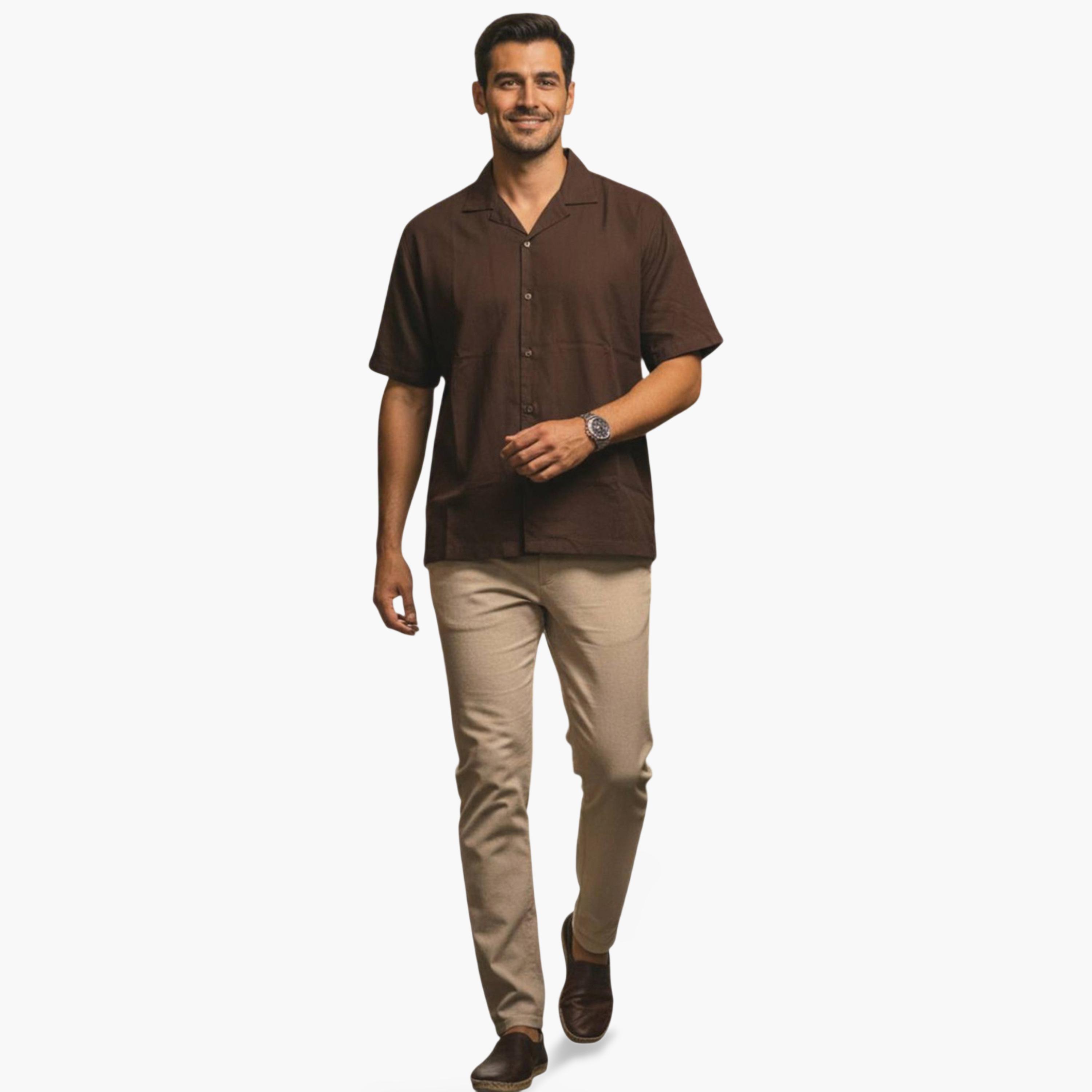 TRULOOM & X Styli Men Coffee Brown Solid Relaxed Fit Shirt-men-clothing-shirts-image-5