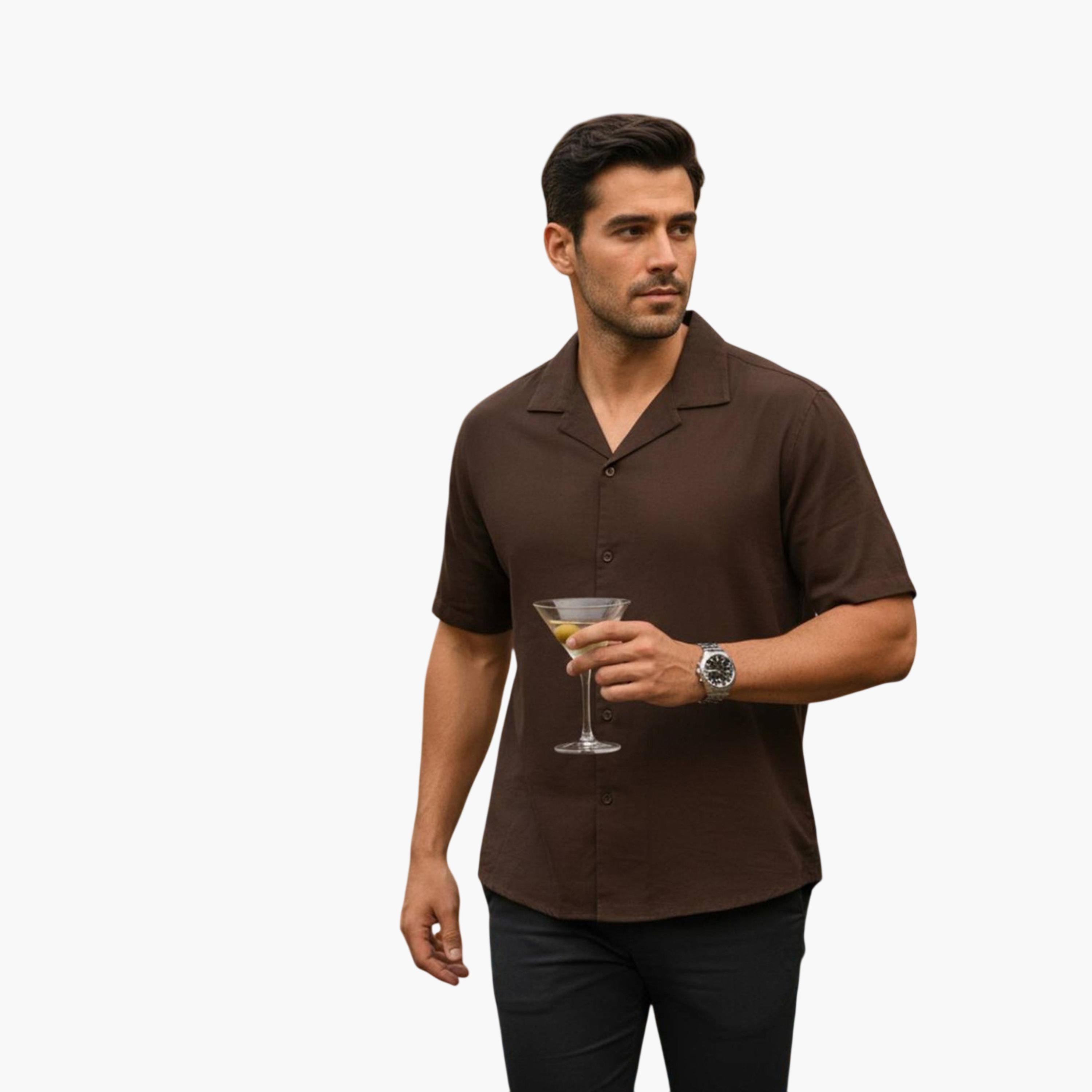 TRULOOM & X Styli Men Coffee Brown Solid Relaxed Fit Shirt-men-clothing-shirts-image-7