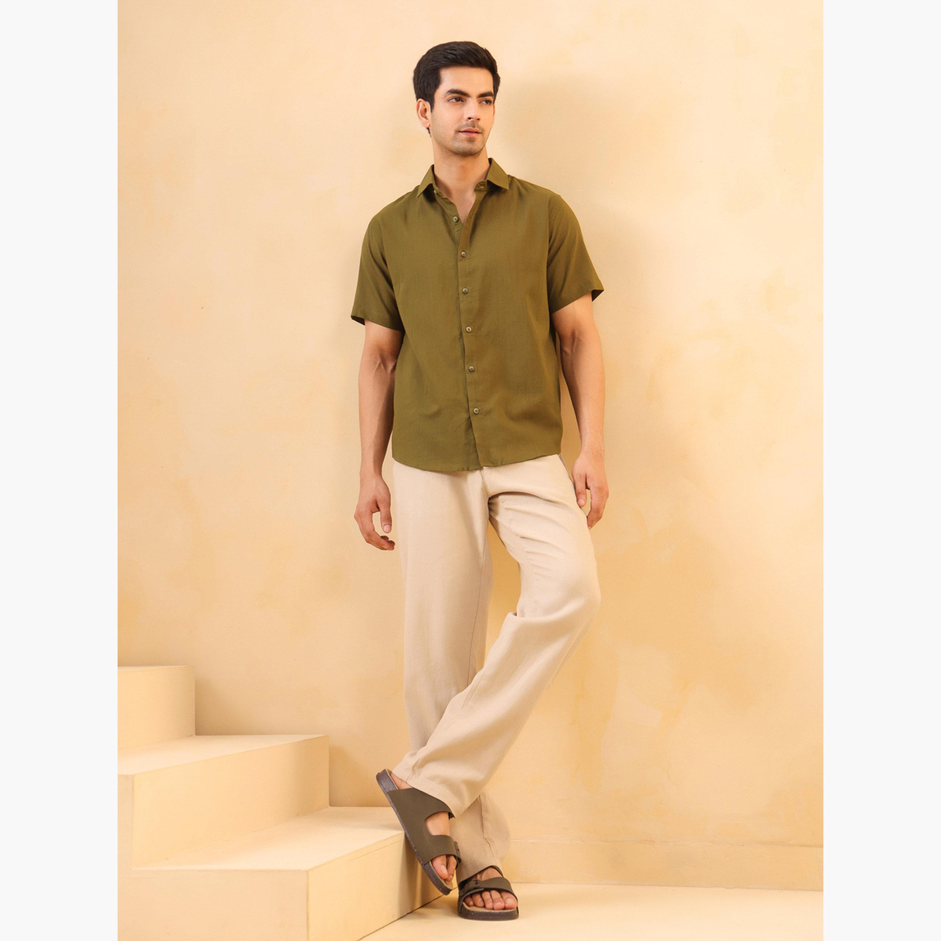 قميص قطن بقصة عادية للرجال-men-clothing-shirts-image-2