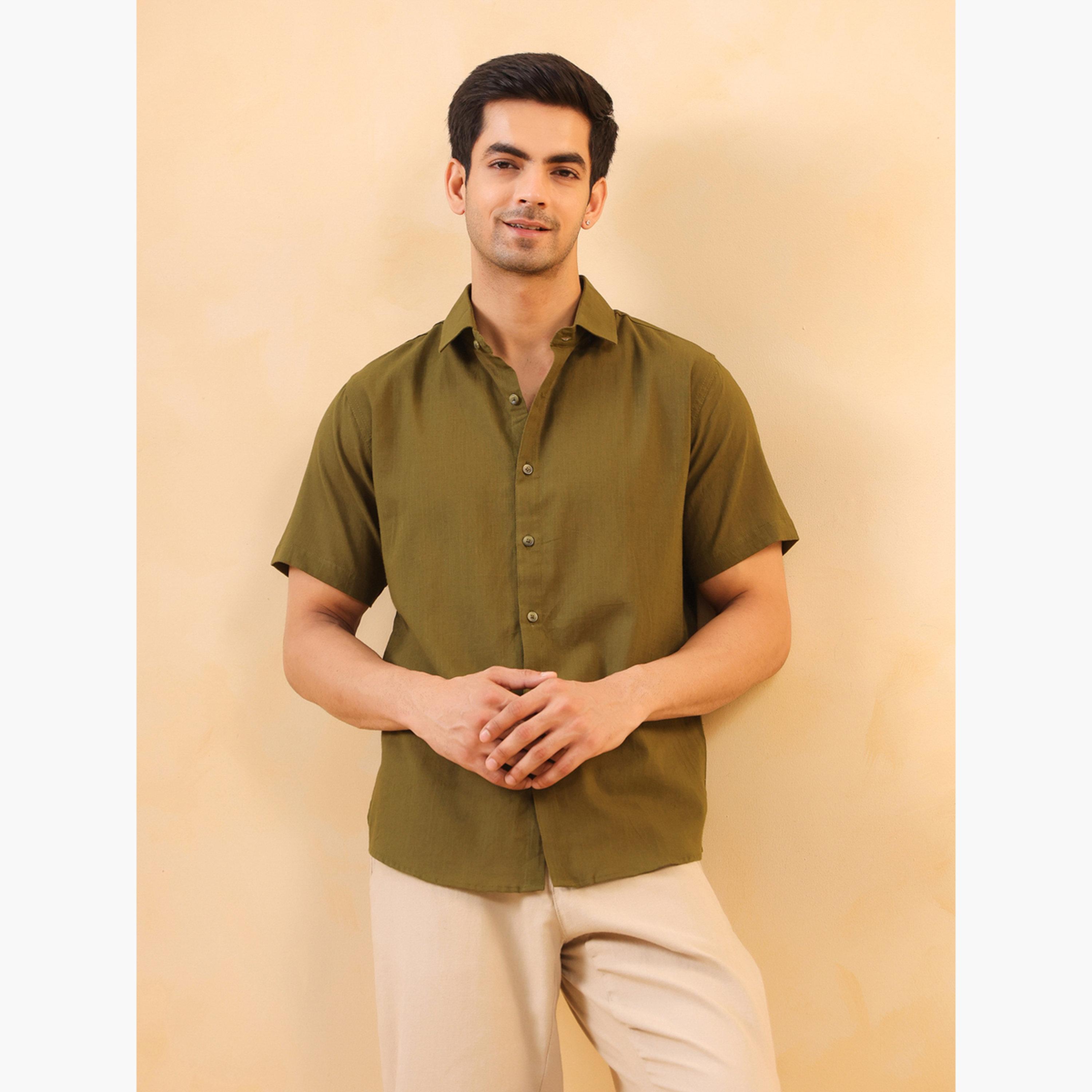 قميص قطن بقصة عادية للرجال-men-clothing-shirts-image-4