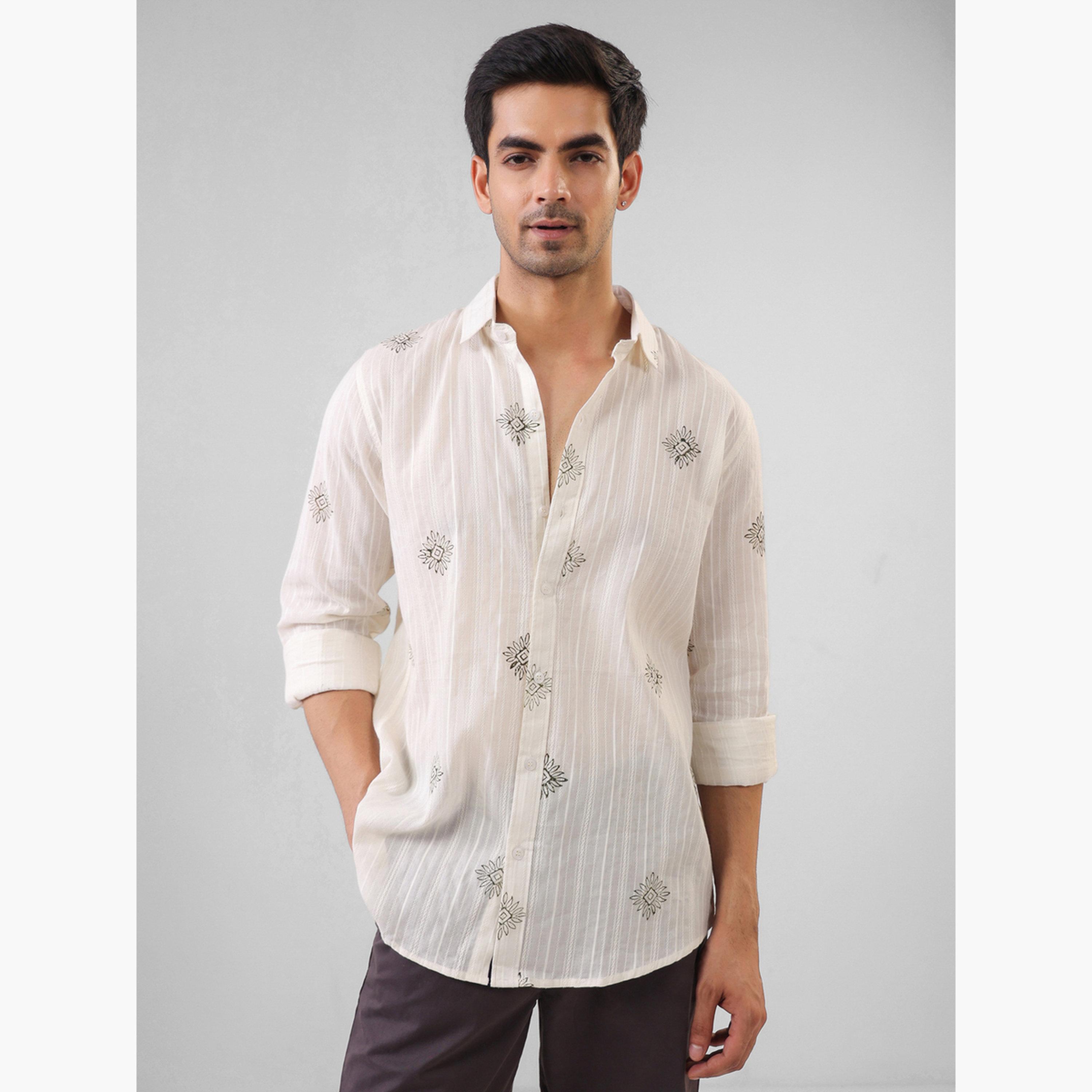 قميص قطن مطبوع بقصة مريحة للرجال-men-clothing-shirts-image-1