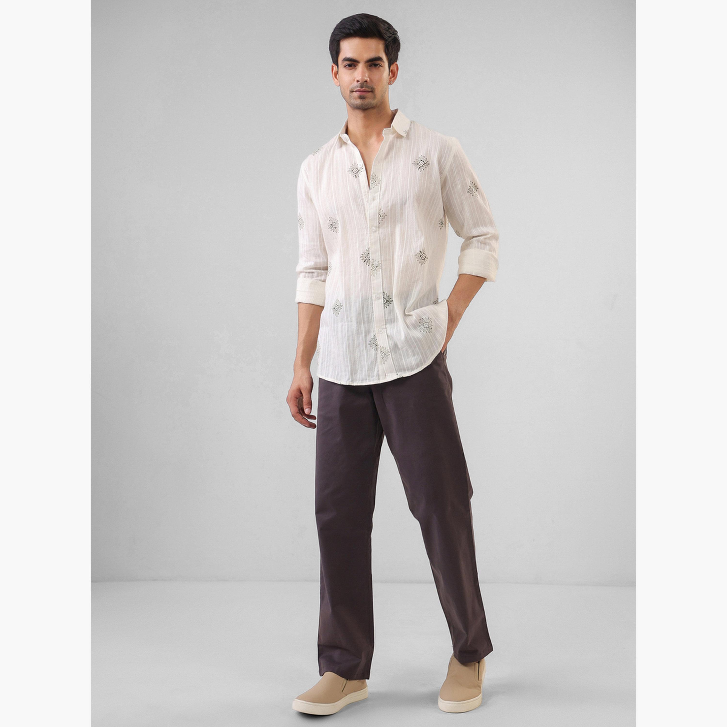 قميص قطن مطبوع بقصة مريحة للرجال-men-clothing-shirts-image-2