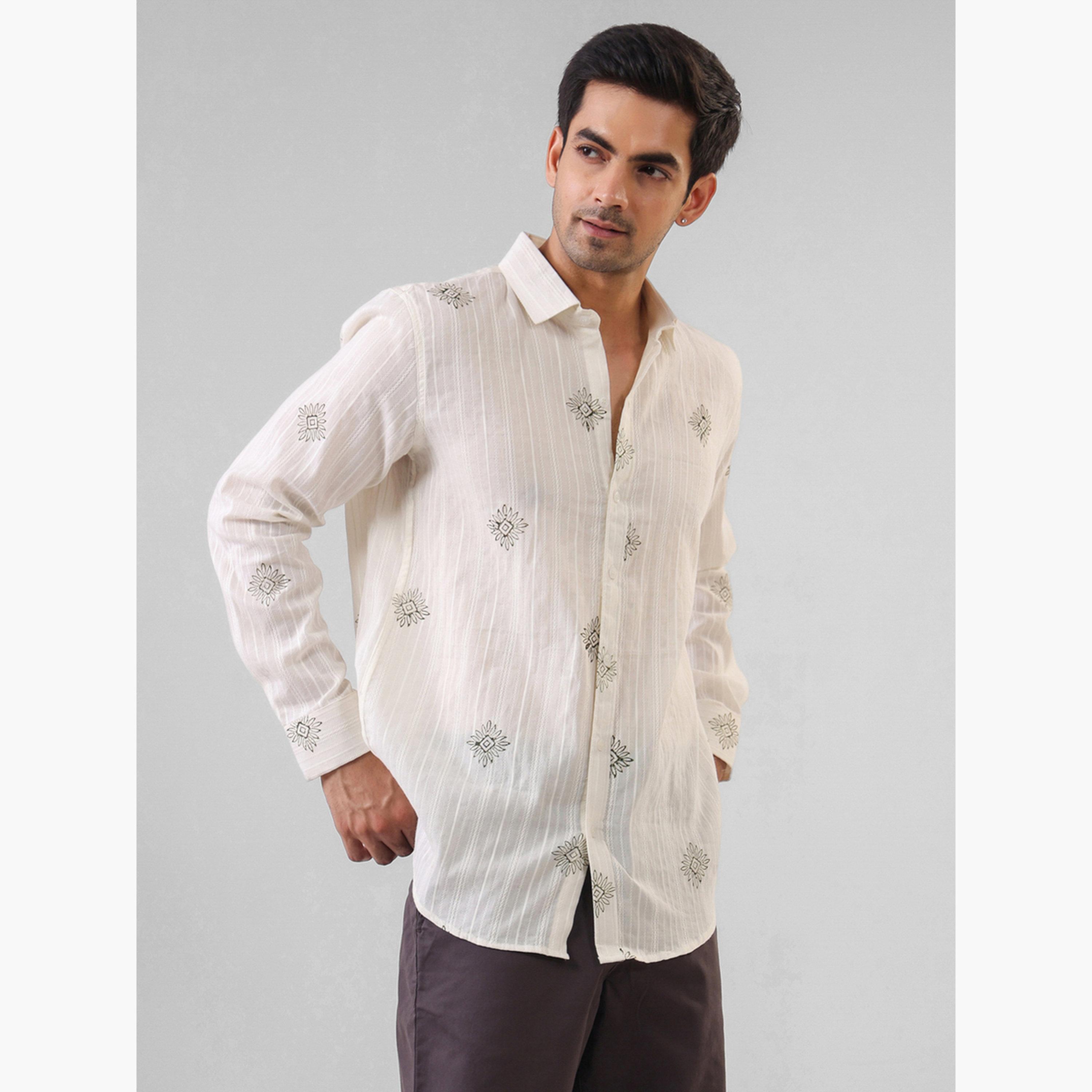 قميص قطن مطبوع بقصة مريحة للرجال-men-clothing-shirts-image-3
