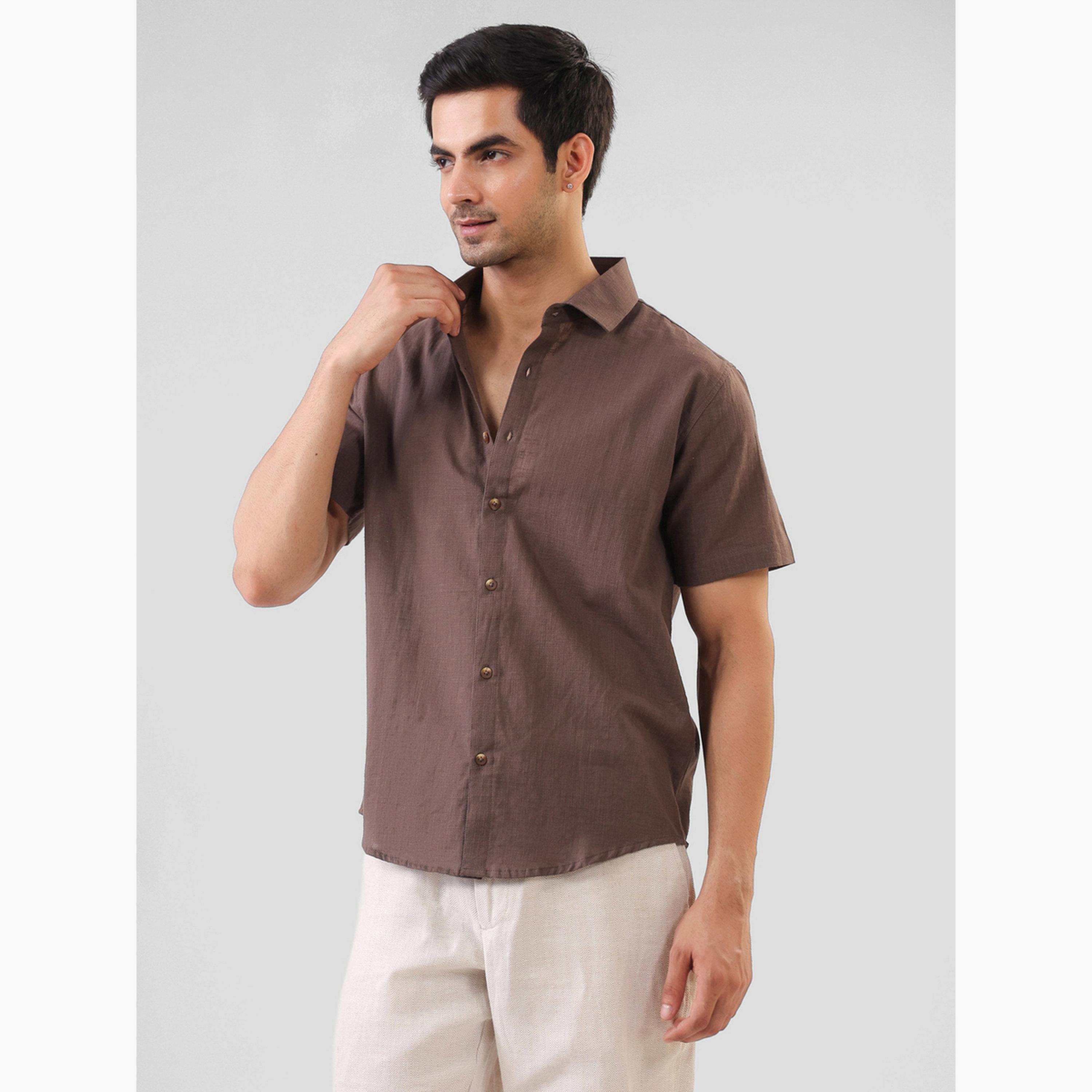 قميص قطن سادة بقصة عادية للرجال-men-clothing-shirts-image-4