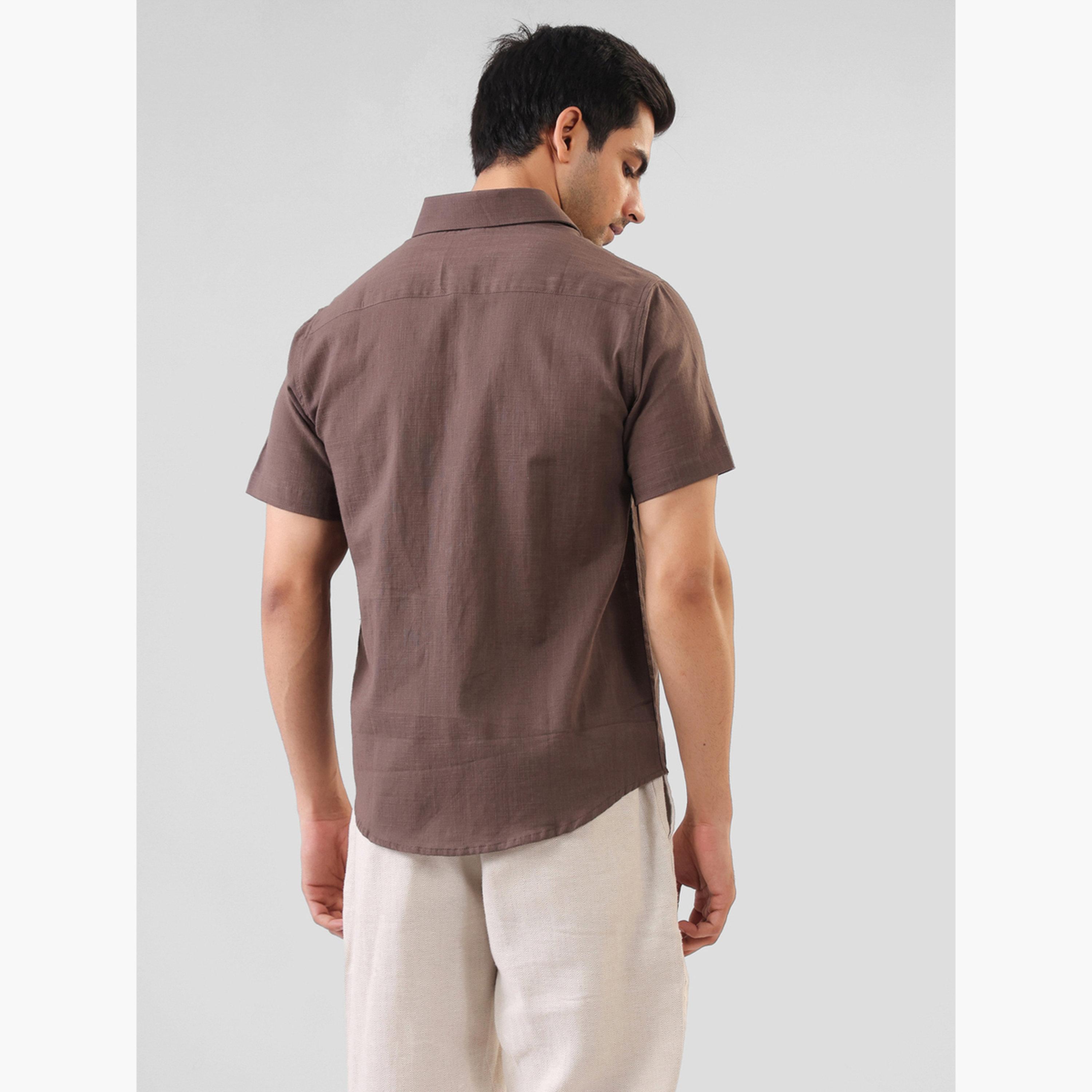 قميص قطن سادة بقصة عادية للرجال-men-clothing-shirts-image-5