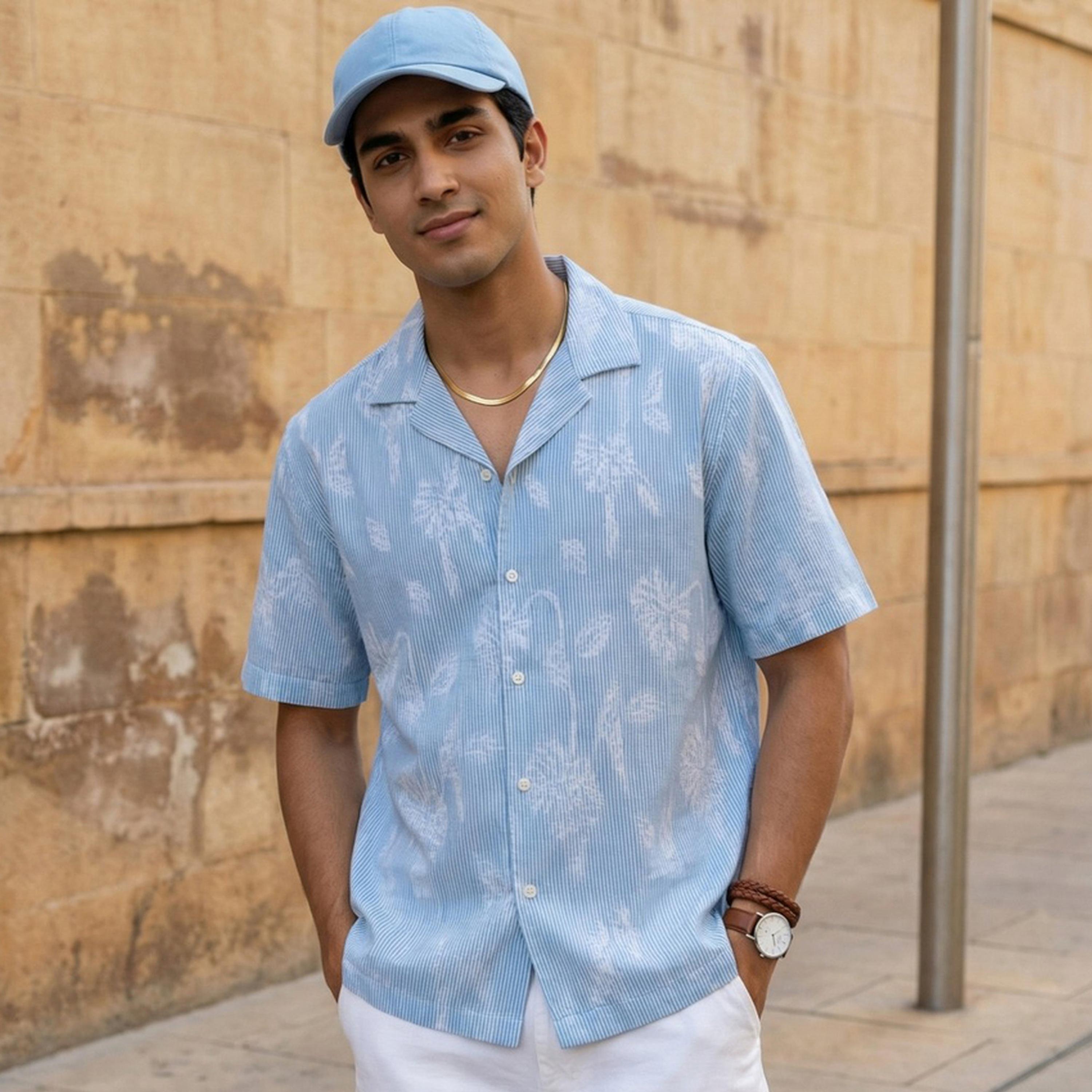 ترولوم & × ستايلي - قميص رجالي كاجوال مريح مطبوع عليه زهور-men-clothing-shirts-image-1