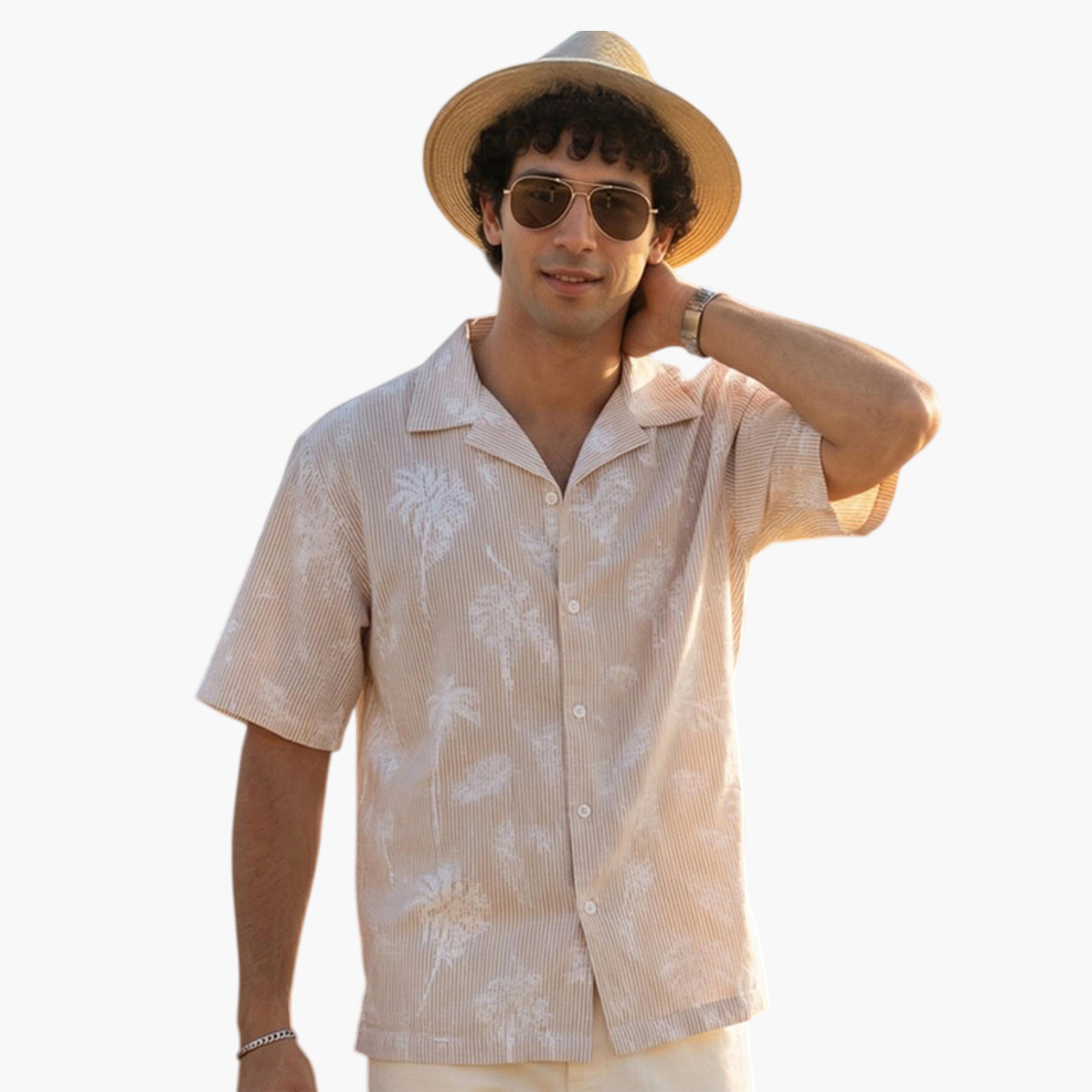 ترولوم & × ستايلي - قميص رجالي كاجوال مريح مطبوع عليه زهور-men-clothing-shirts-image-1