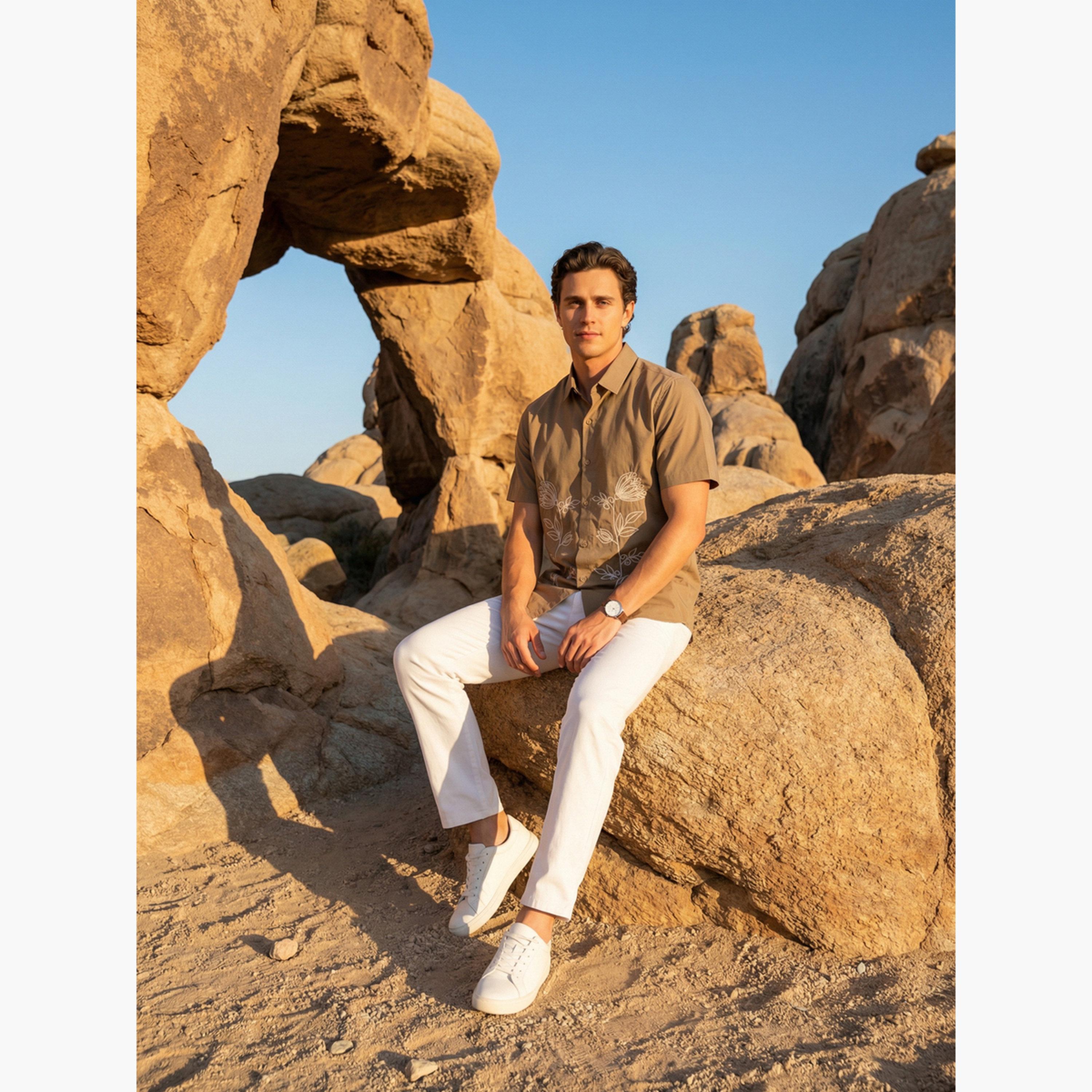 قميص كاجوال بتفاصيل مطرزة للرجال-men-clothing-shirts-image-4