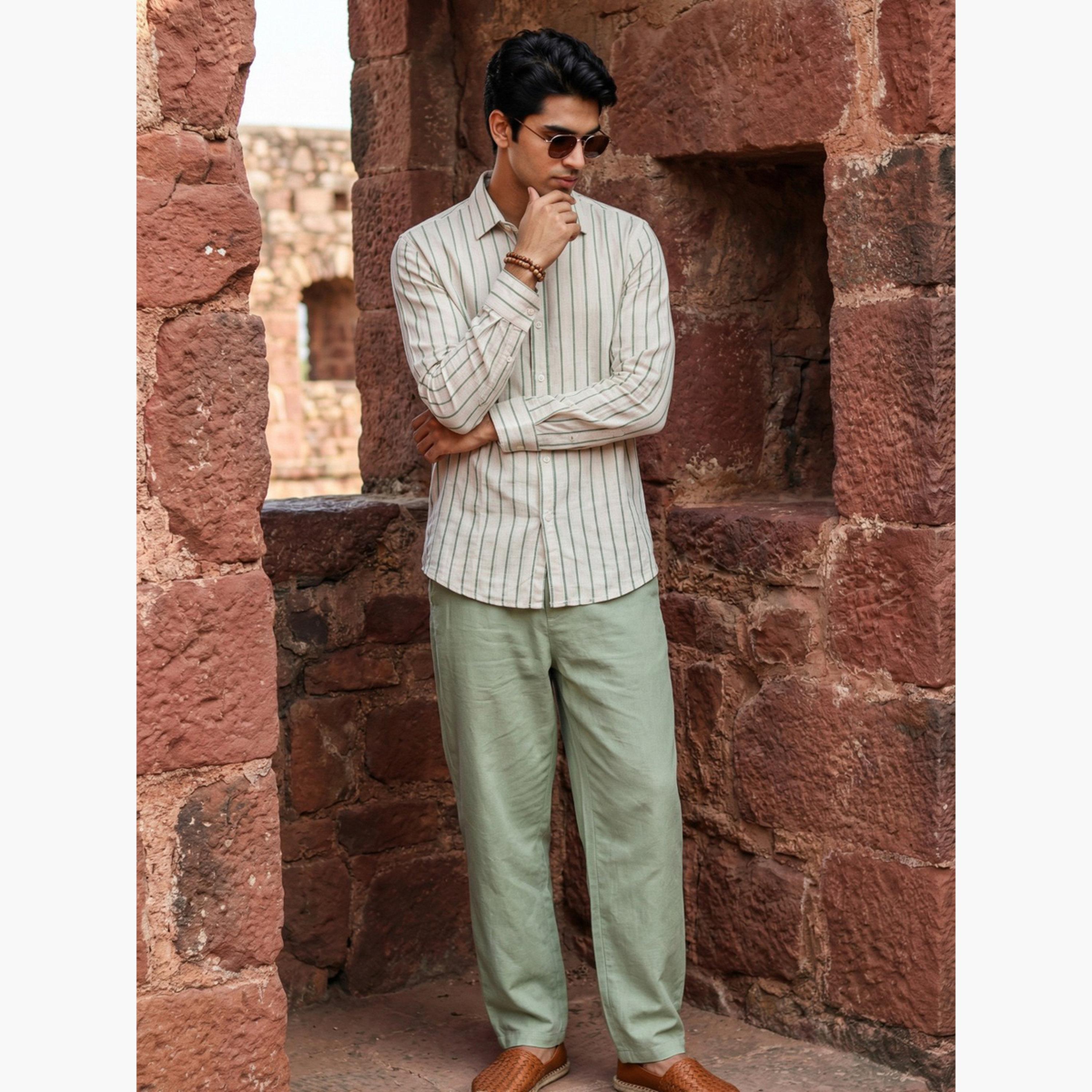 ترولوم & × ستايلي - قميص رجالي مريح مخطط كاجوال-men-clothing-shirts-image-2