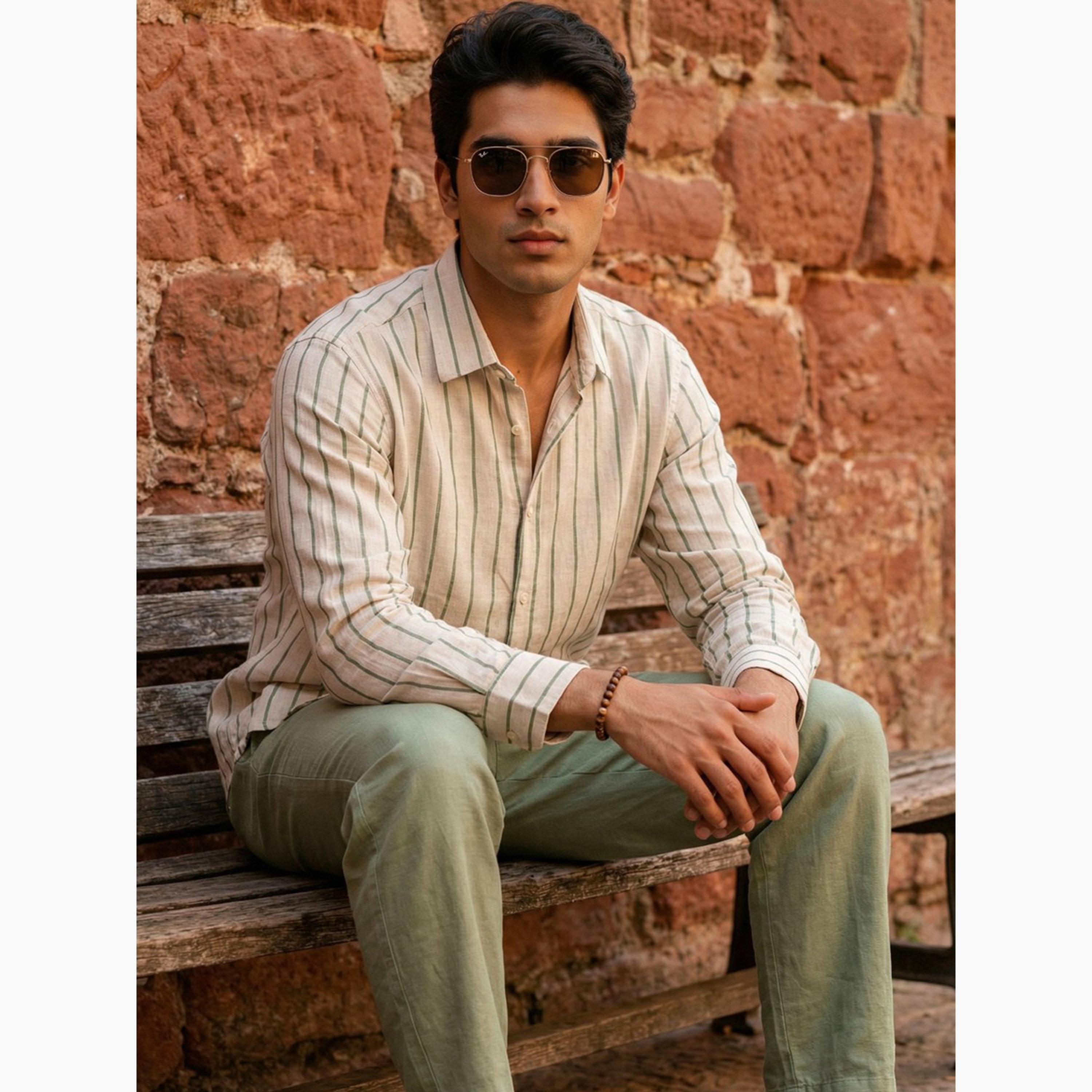 ترولوم & × ستايلي - قميص رجالي مريح مخطط كاجوال-men-clothing-shirts-image-3
