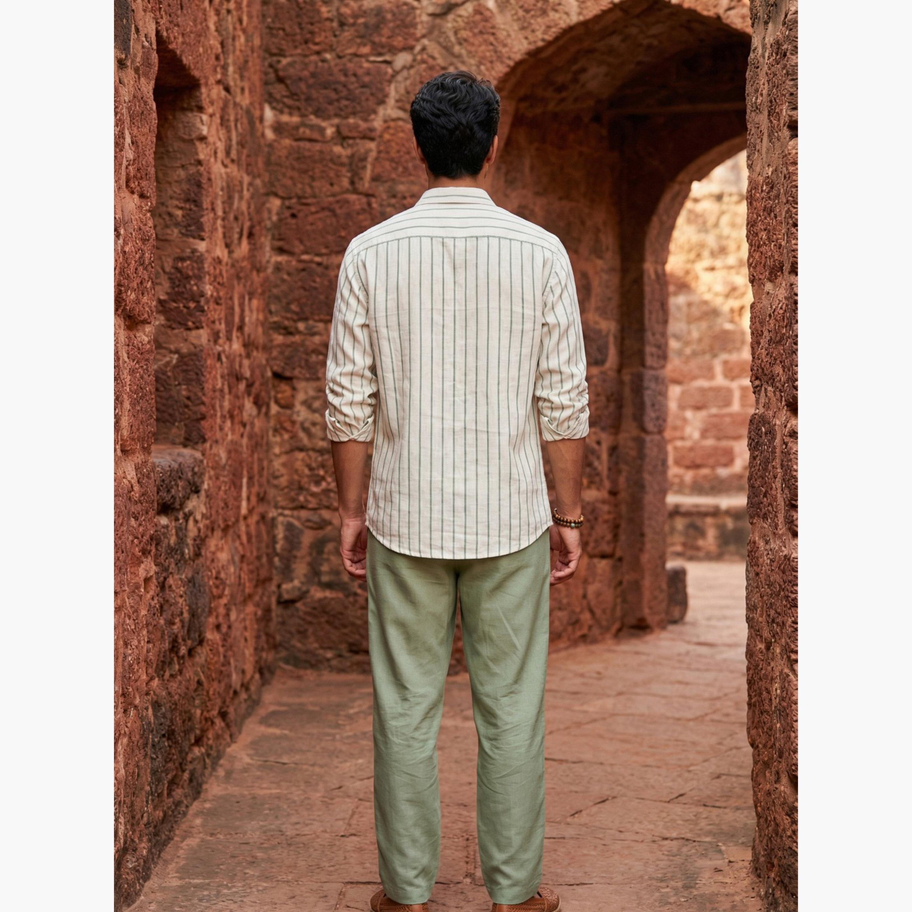 ترولوم & × ستايلي - قميص رجالي مريح مخطط كاجوال-men-clothing-shirts-image-4