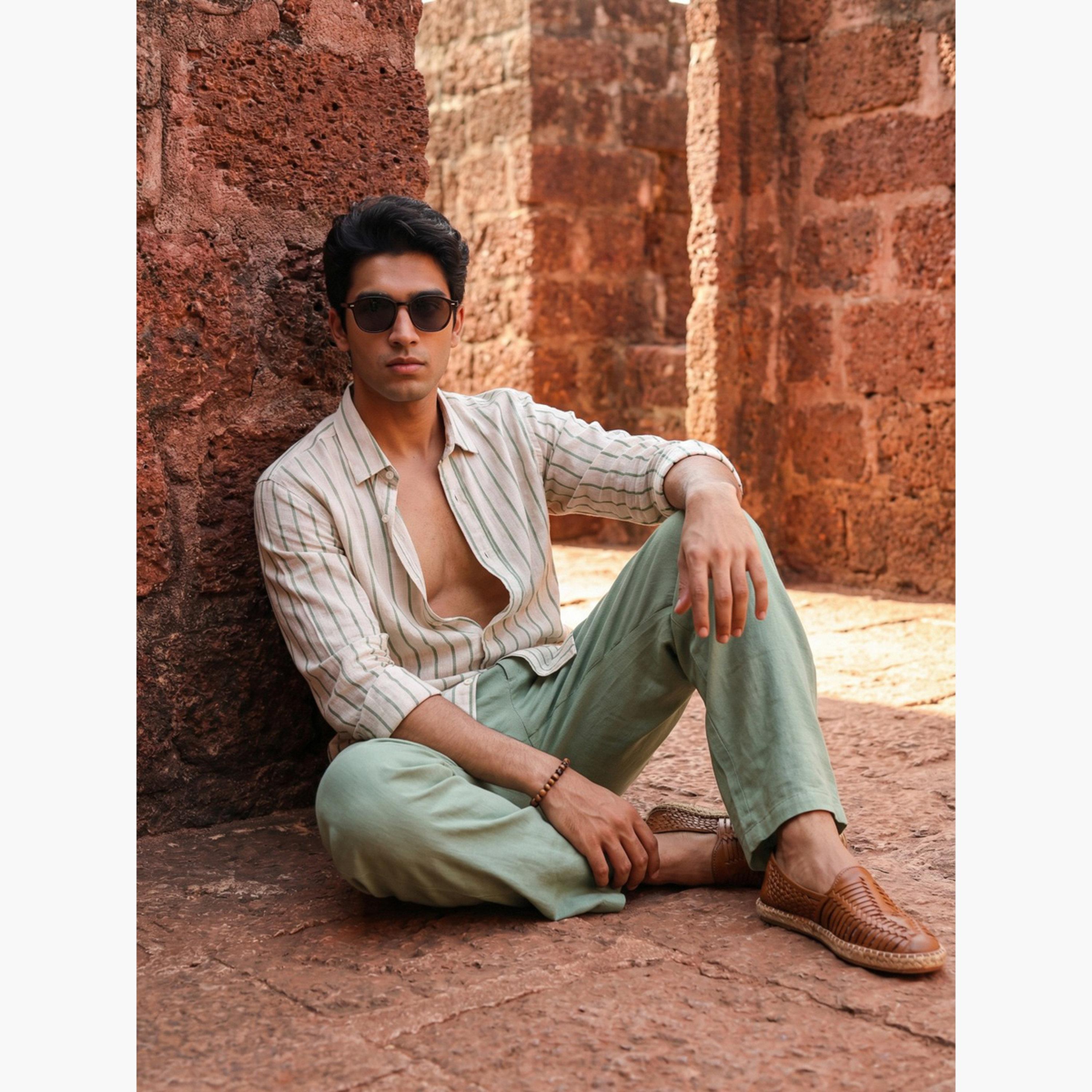 ترولوم & × ستايلي - قميص رجالي مريح مخطط كاجوال-men-clothing-shirts-image-5