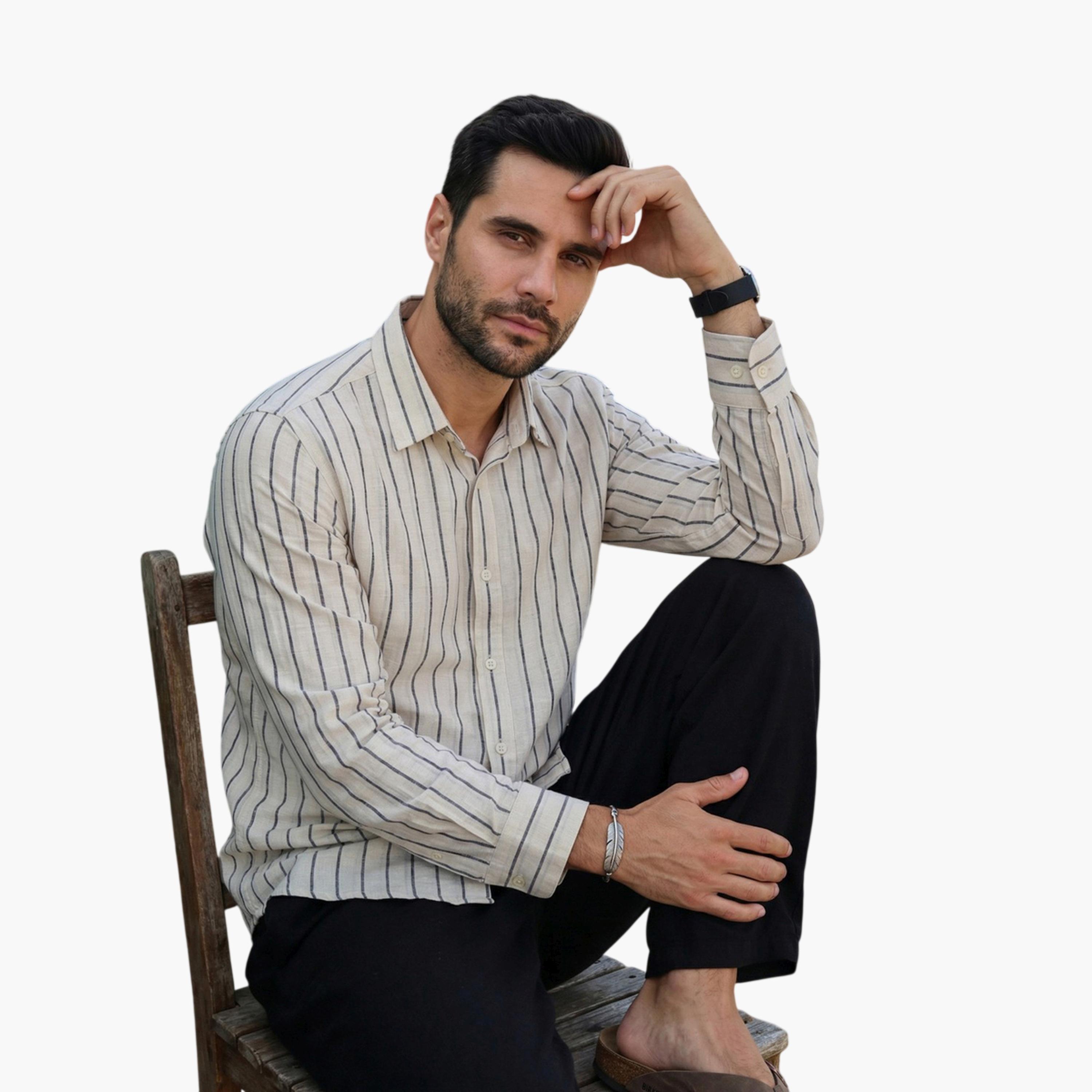TRULOOM & X Styli Men Comfort Striped Casual Shirt-men-clothing-shirts-image-1