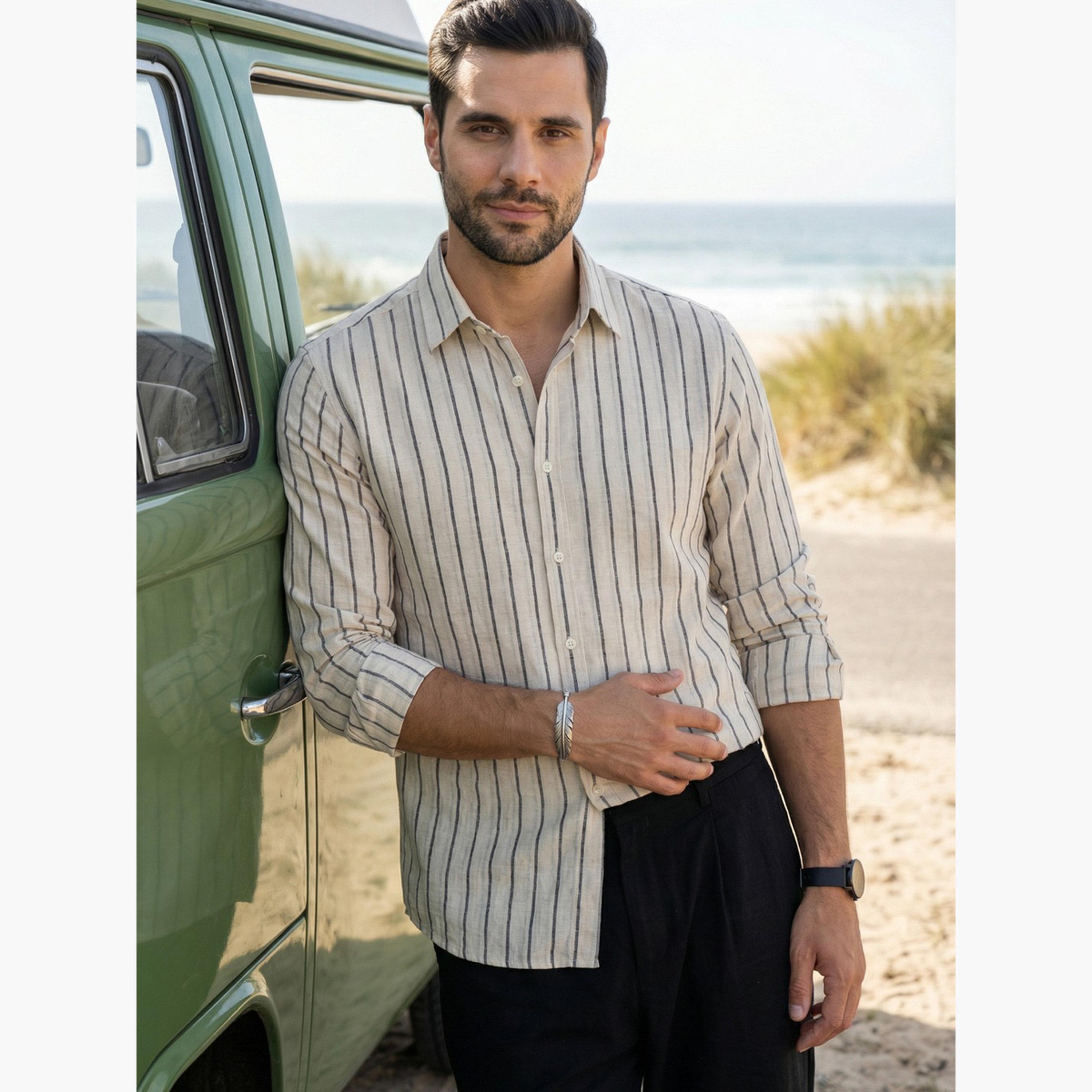 TRULOOM & X Styli Men Comfort Striped Casual Shirt-men-clothing-shirts-image-3