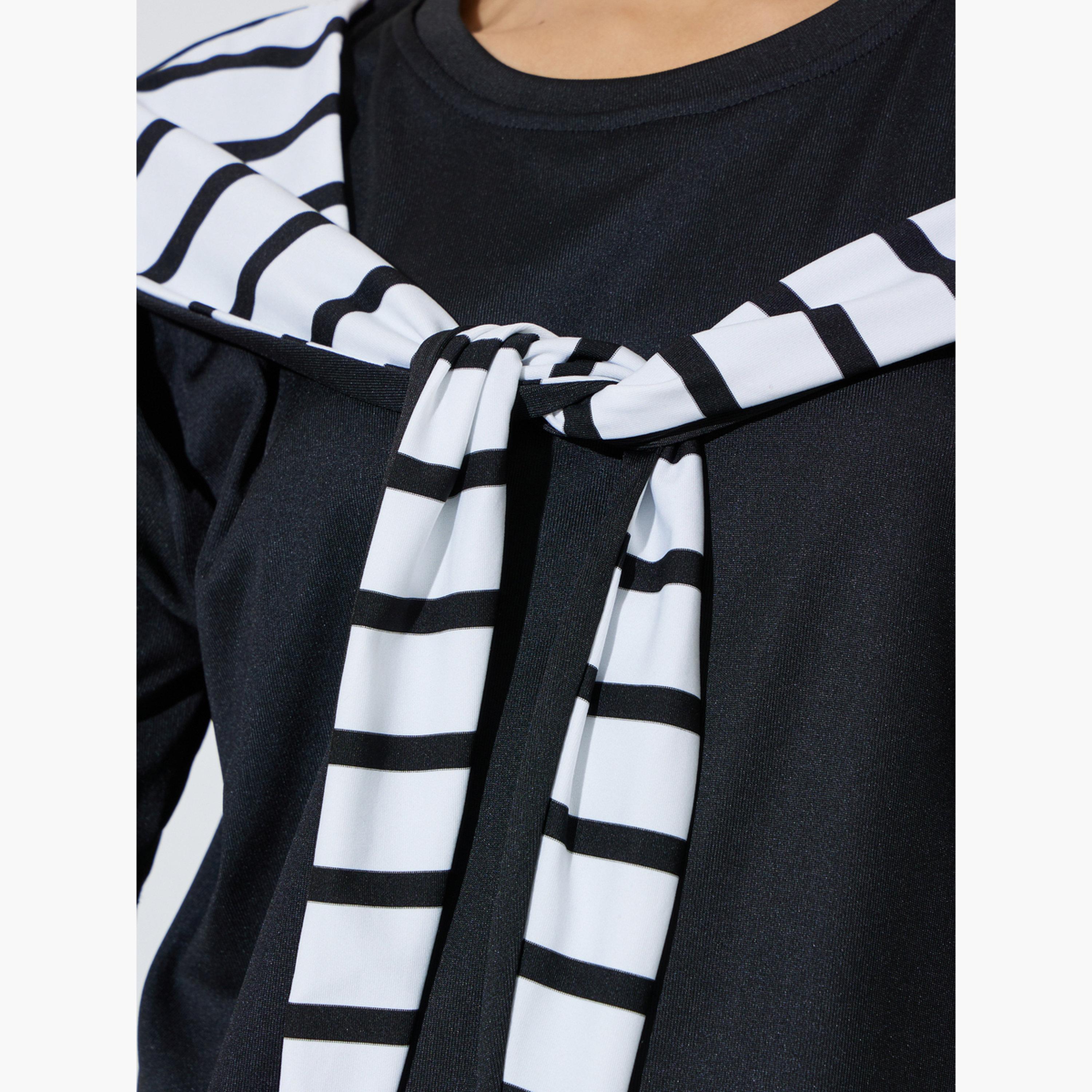 Styli Black Striped Overlay Oversized Knit Top-women-clothing-shirtsandblouses-blouses-image-6