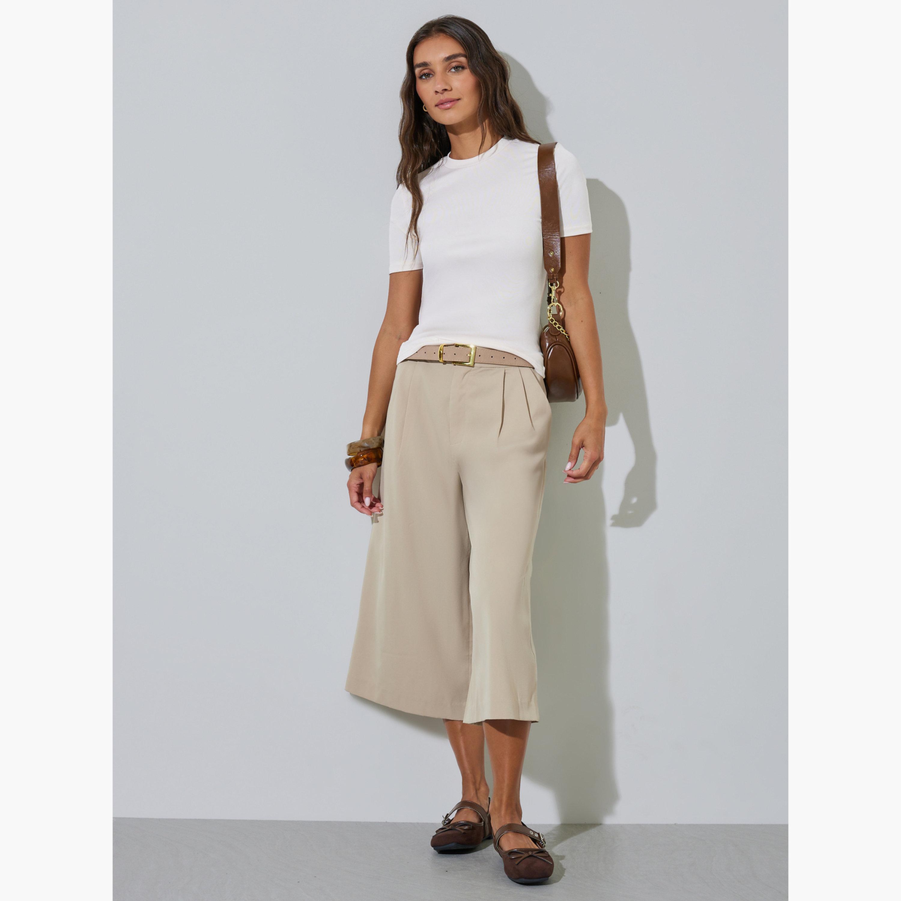 طقم من قطعتين بلوزة محبوكة أكمام قصيرة-women-clothing-tshirts-image-7