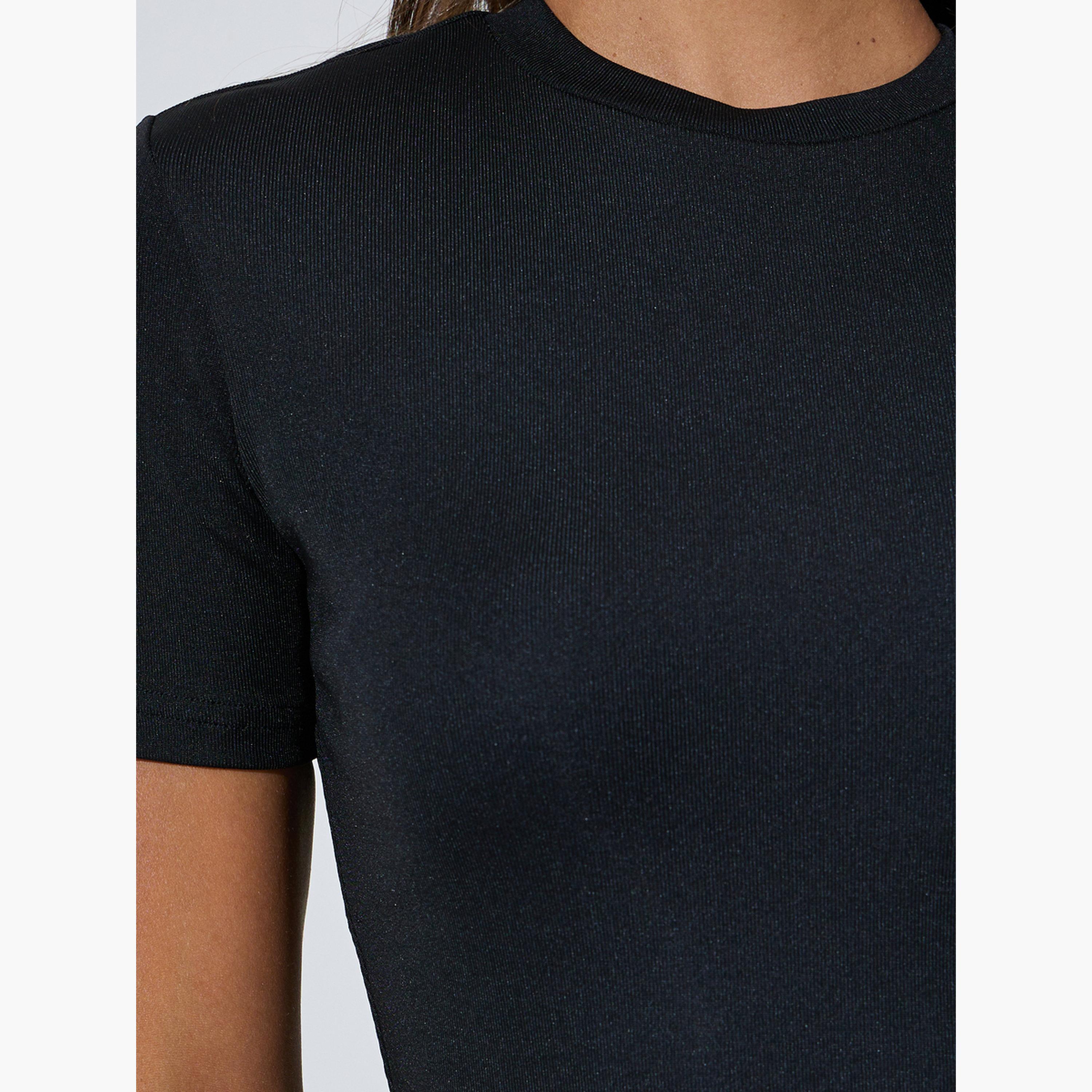 طقم من قطعتين بلوزة محبوكة أكمام قصيرة-women-clothing-tshirts-image-8