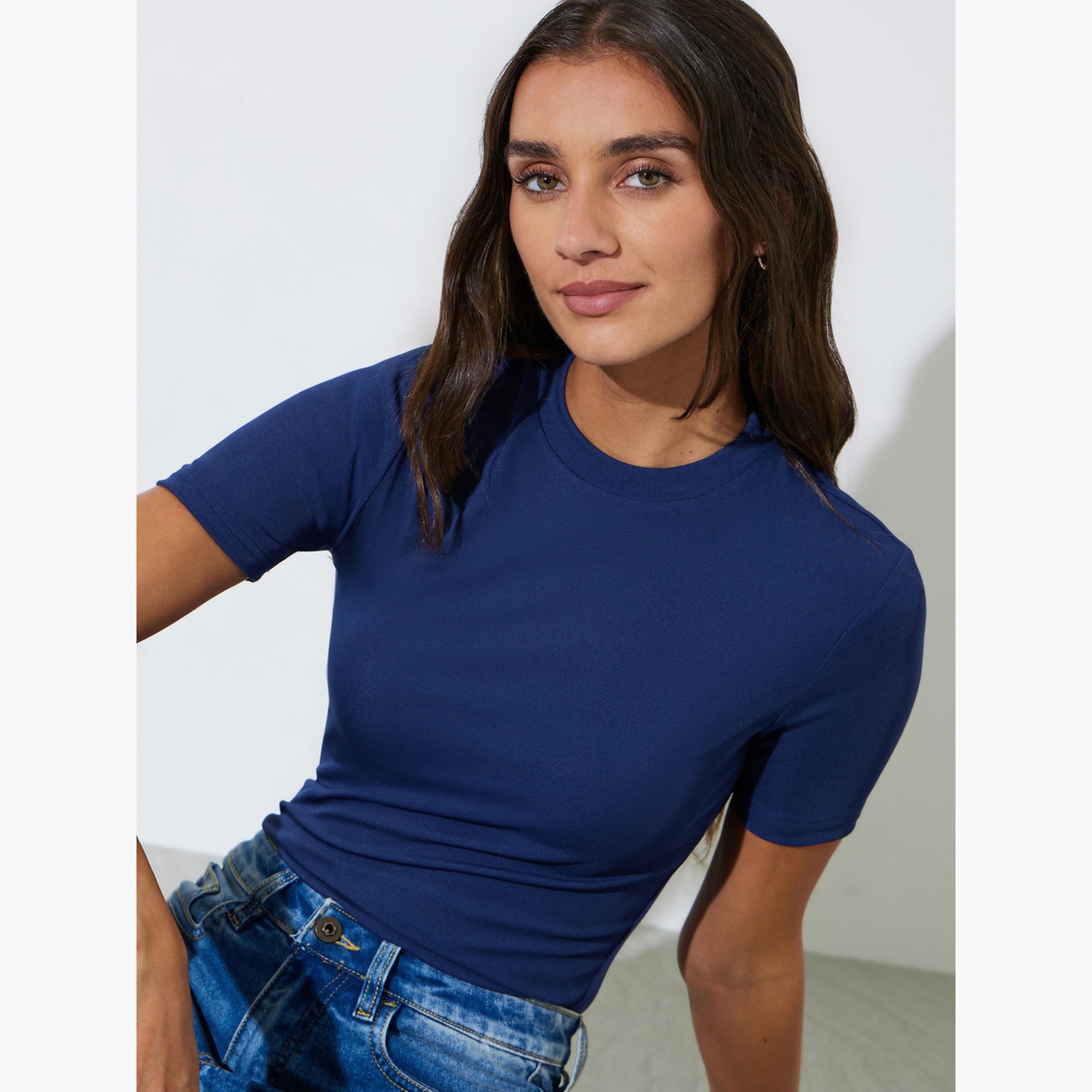 طقم من 2 بلوزة محبوكة بأكمام قصيرة-women-clothing-tshirts-image-7