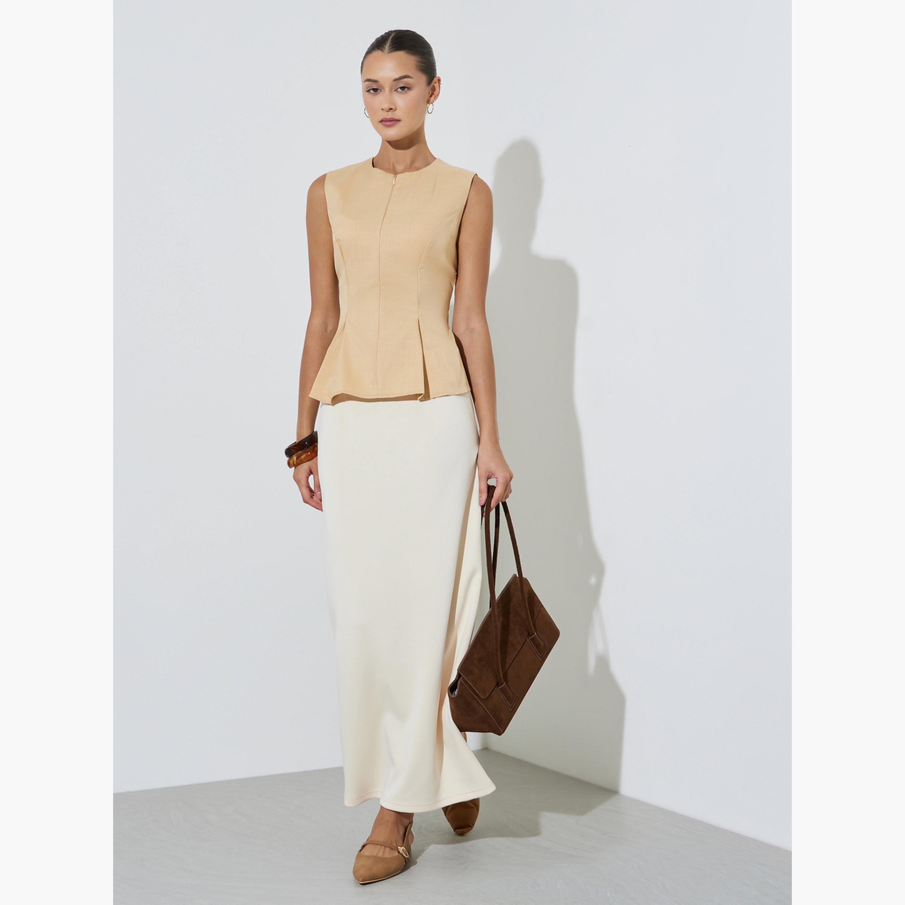 بلوزة بلا أكمام بحافة بيبلوم وسحاب أمامي-women-clothing-shirtsandblouses-blouses-image-2