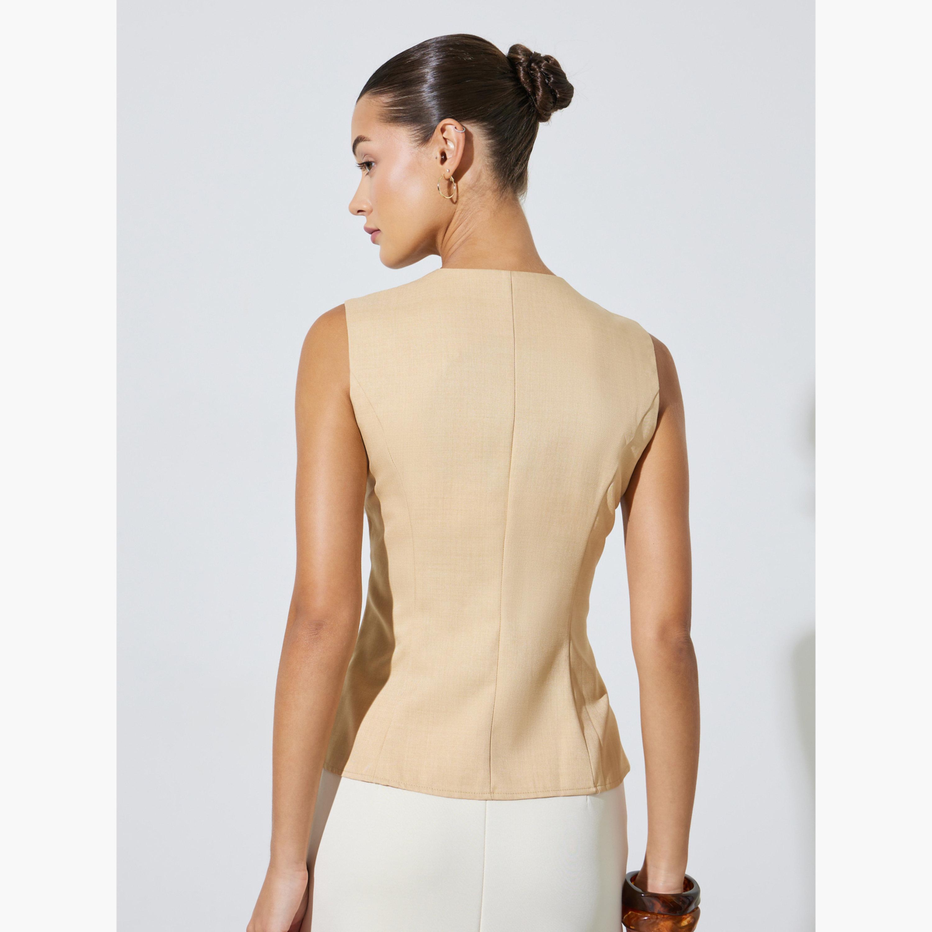 بلوزة بلا أكمام بحافة بيبلوم وسحاب أمامي-women-clothing-shirtsandblouses-blouses-image-4