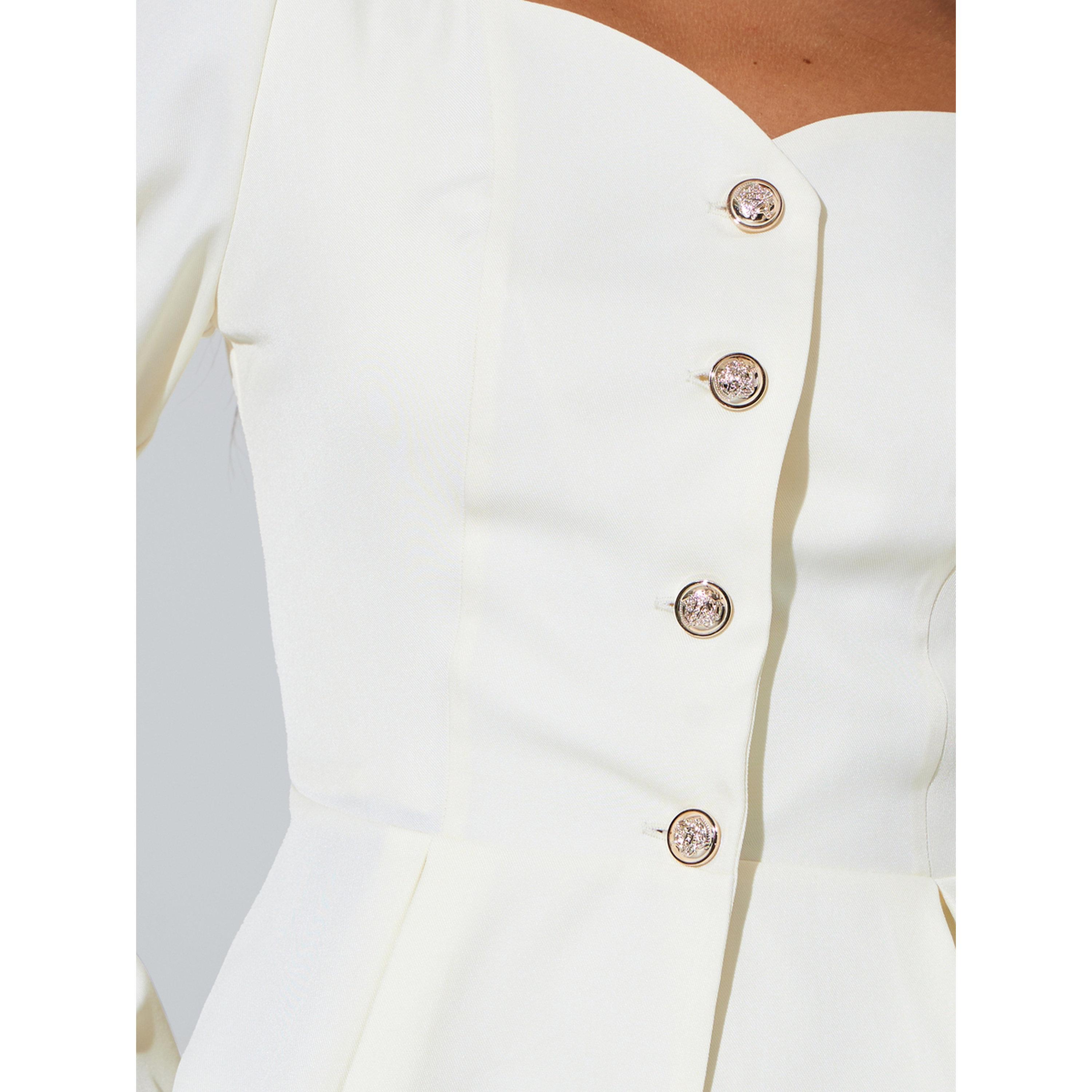 Styli Off White Solid Pleated Detail Sweetheart Neck Peplum Top-women-clothing-shirtsandblouses-blouses-image-5