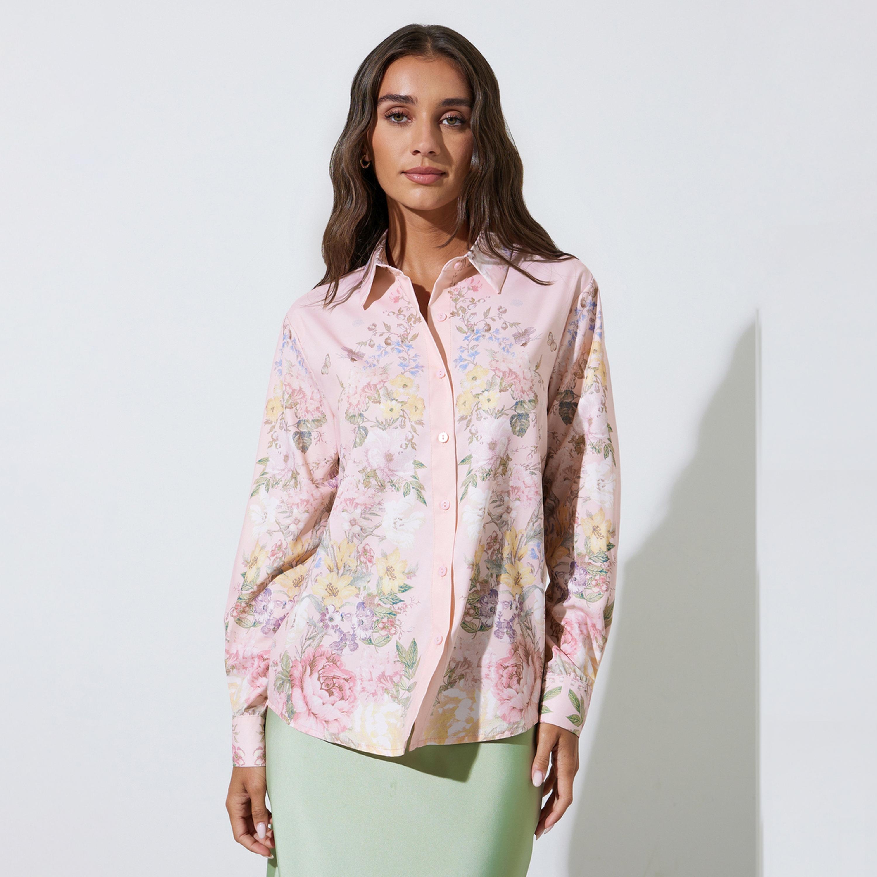 بلوزة بأكمام طويلة وطبعة زهور-women-clothing-shirtsandblouses-shirts-image-1