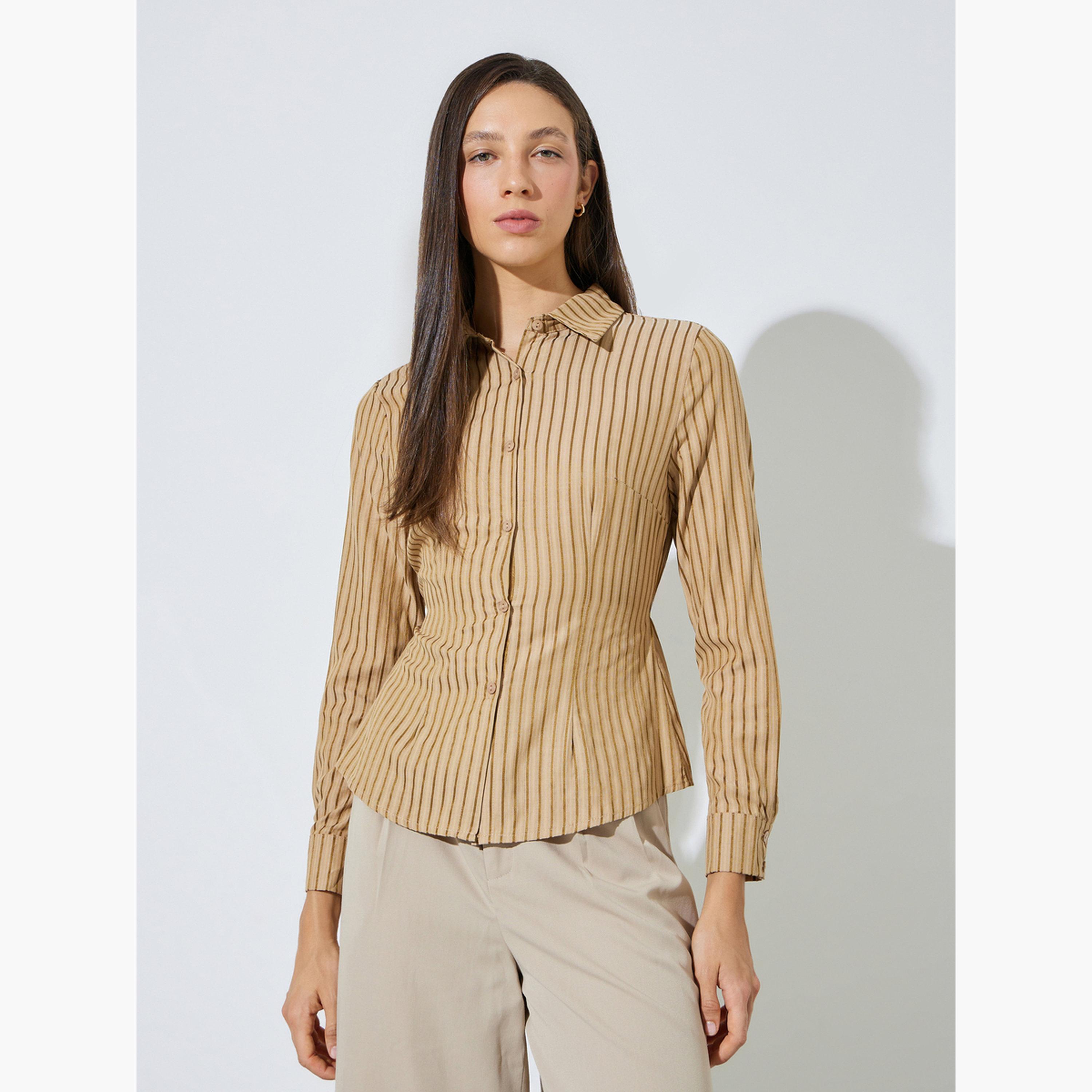 بلوزة ضيقة ومخططة برباط على الخصر-women-clothing-shirtsandblouses-shirts-image-1