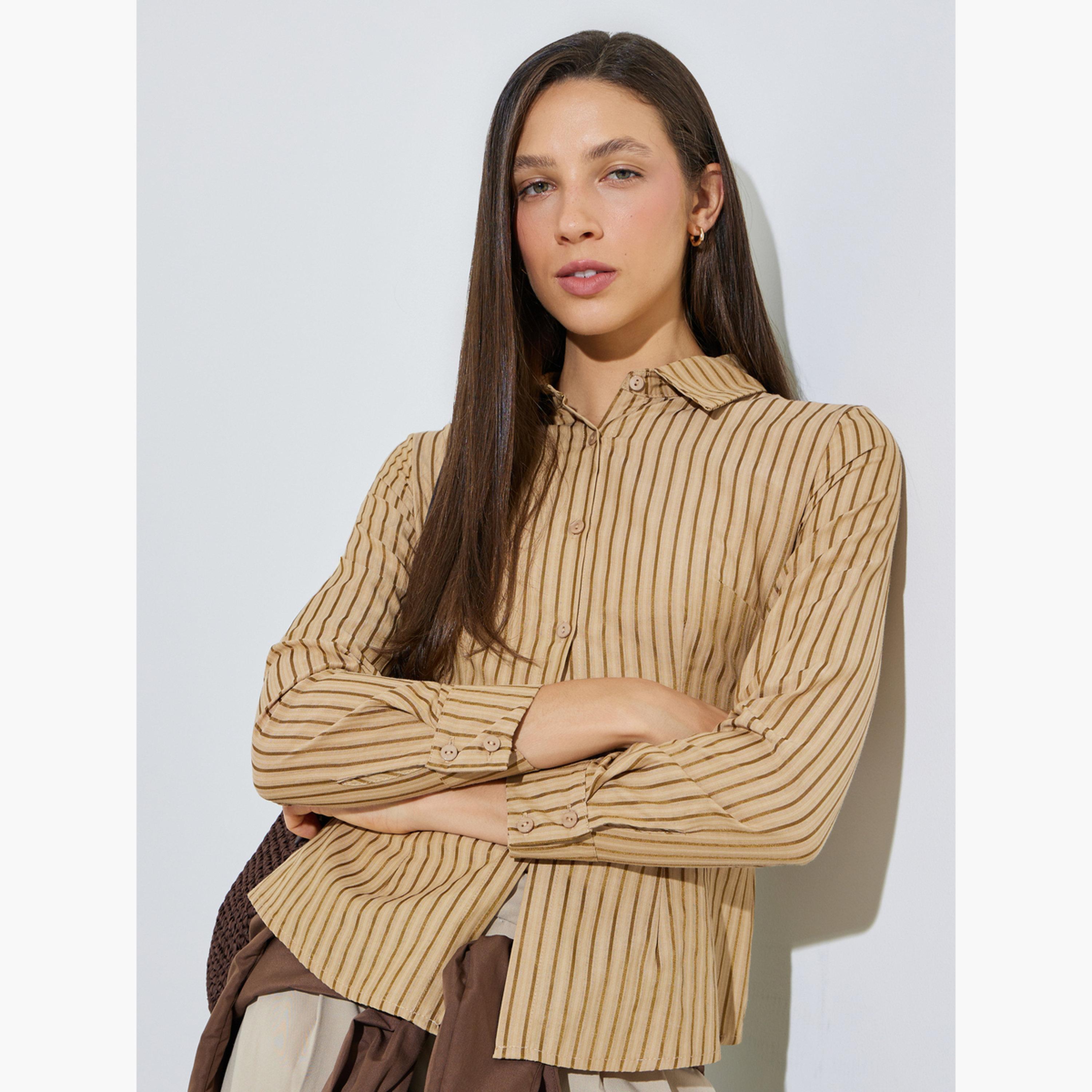 بلوزة ضيقة ومخططة برباط على الخصر-women-clothing-shirtsandblouses-shirts-image-3