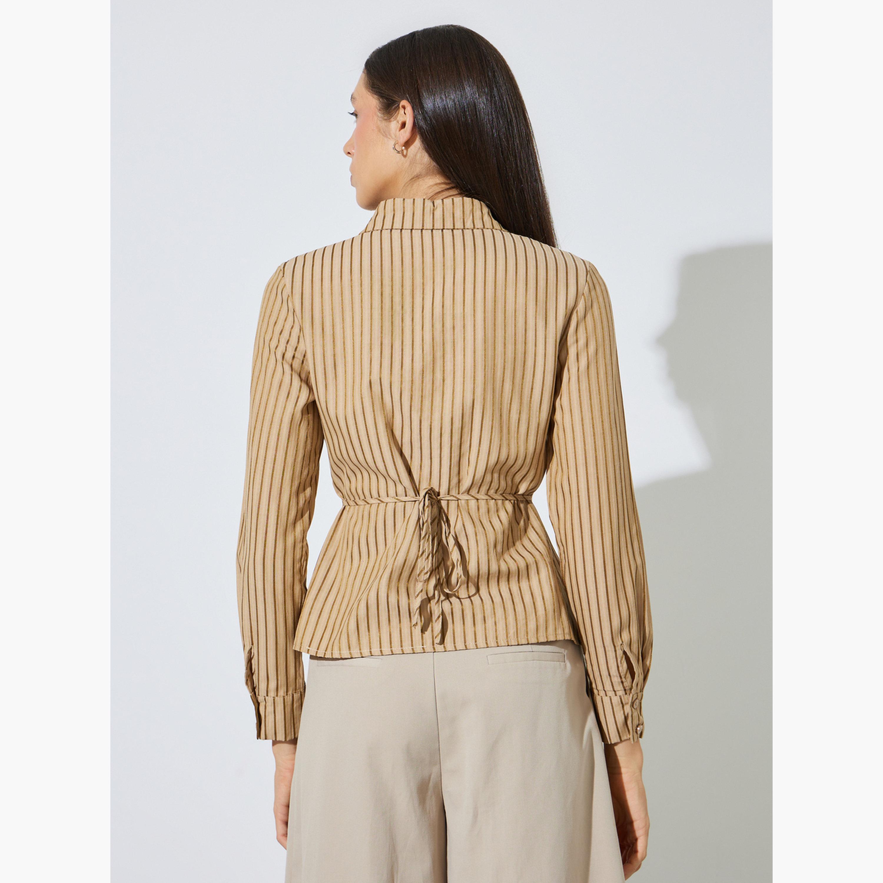 بلوزة ضيقة ومخططة برباط على الخصر-women-clothing-shirtsandblouses-shirts-image-4