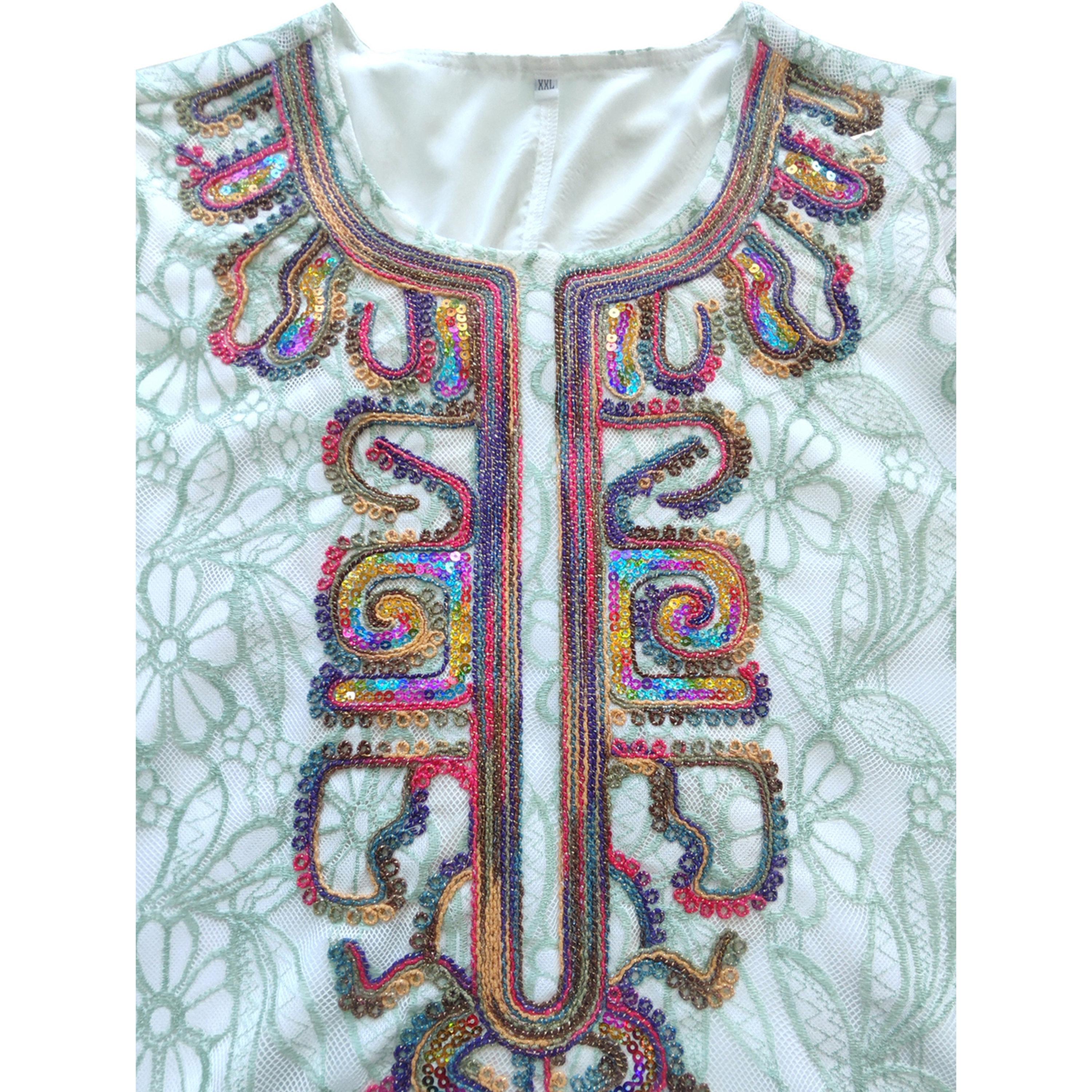 جلابية طويلة مطرزة بأكمام طويلة لون أخضر-women-arabicclothing-jalabiyas-image-6